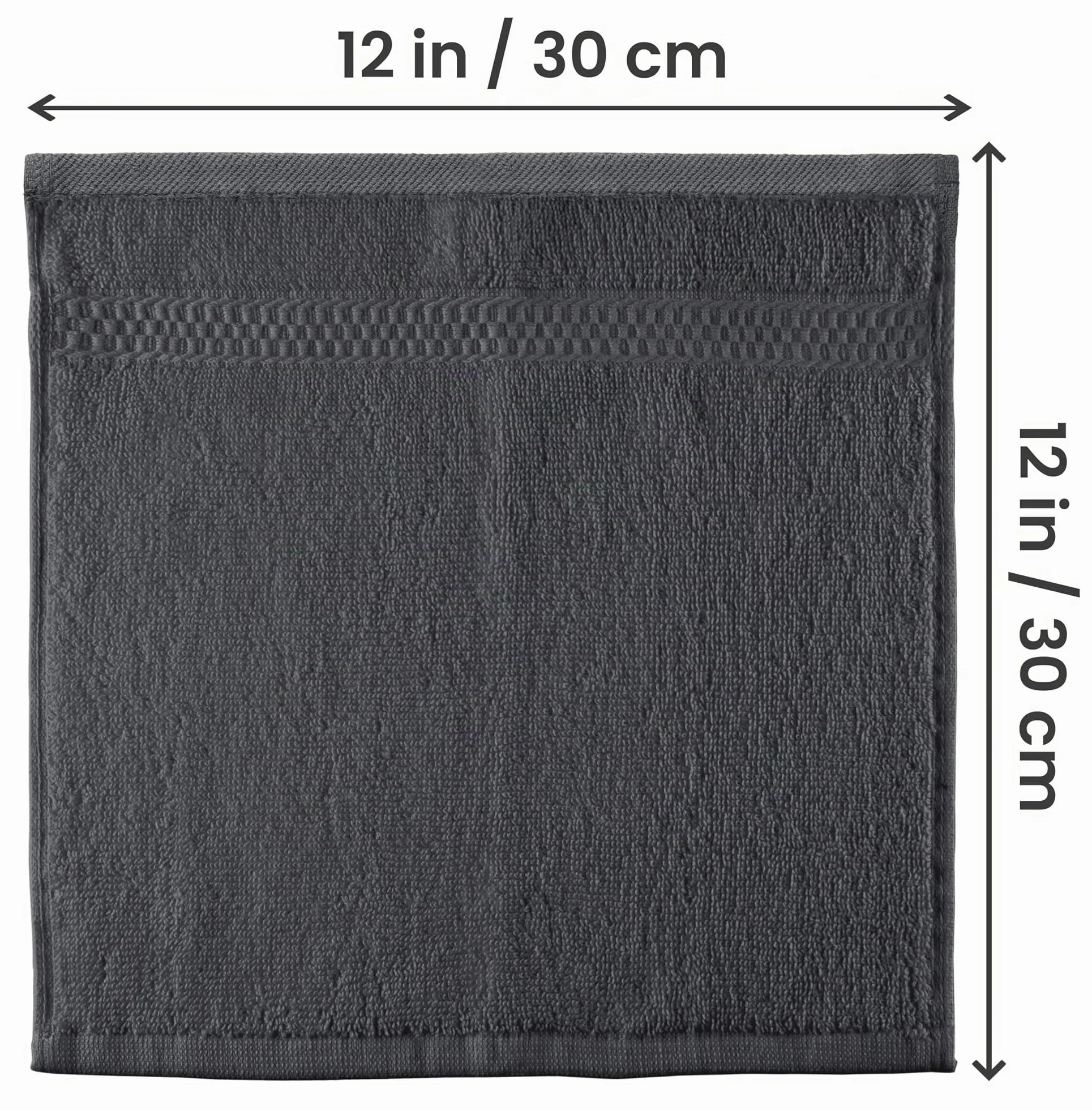 Serviettes de Toilette Premium 30x30 cm Gris 100% Coton Lot de 12 Absorbantes Douces