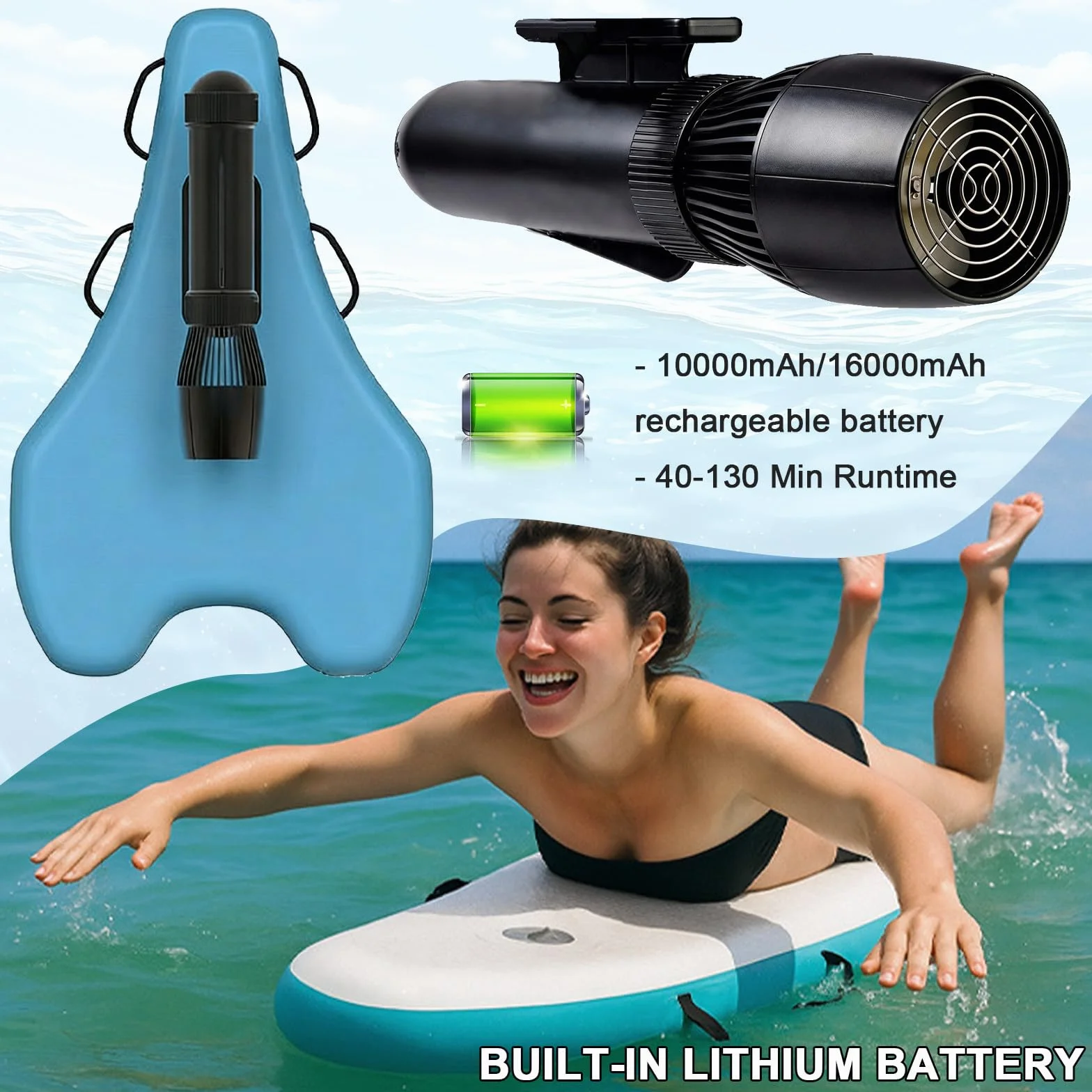 Planche de Surf électrique 500 W / 700 W avec Moteur, propulseur sous-Marin 24 V, Batterie pour ailerons de Surf et de Sup, pour Planche À Pagaie, Kayak, Bateau Pêche 700W