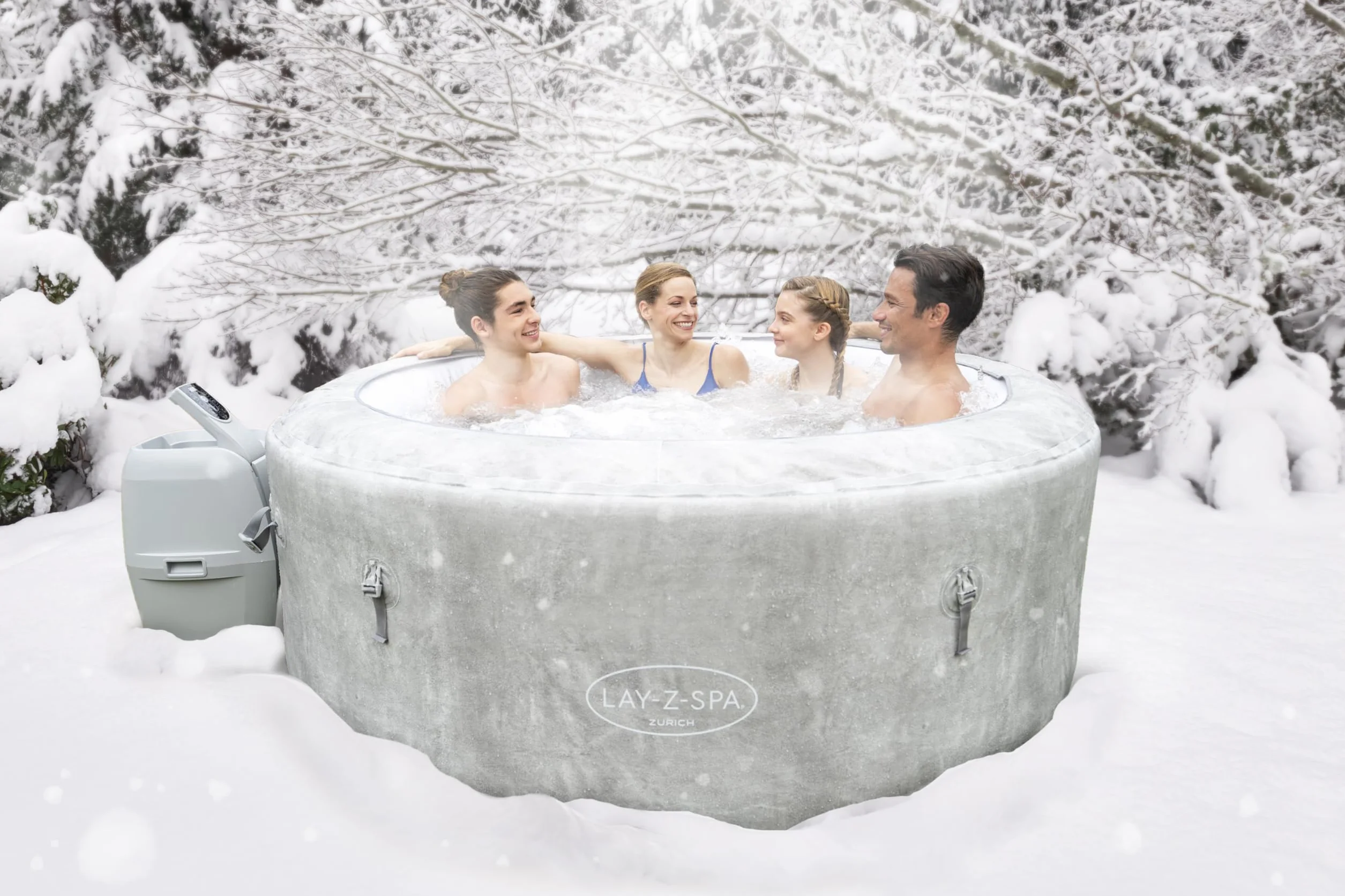 Lay-Z-Spa Zurich EnergySense™ Spa Gonflable 2-4 Personnes 180 x 66 cm 120 Airjet™ Filtration Cartouche