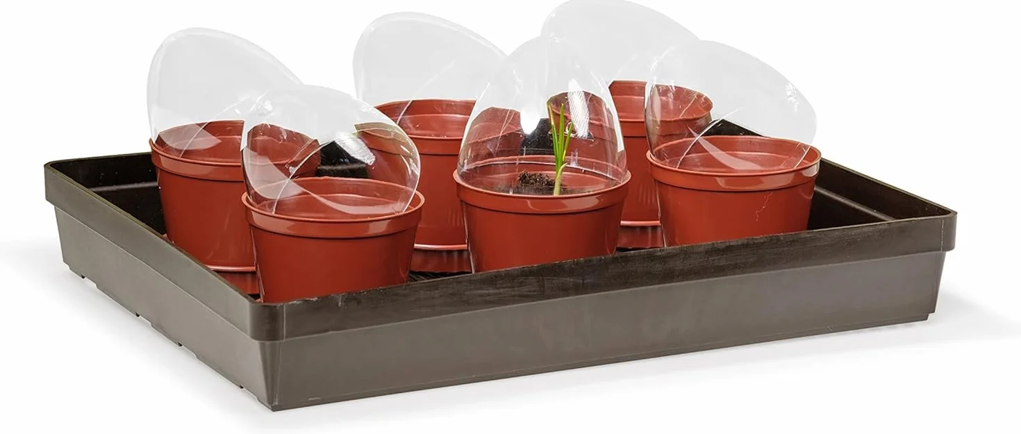 Kimmel Lot de 6 Pots de Culture avec Dôme d'Humidité, Marron