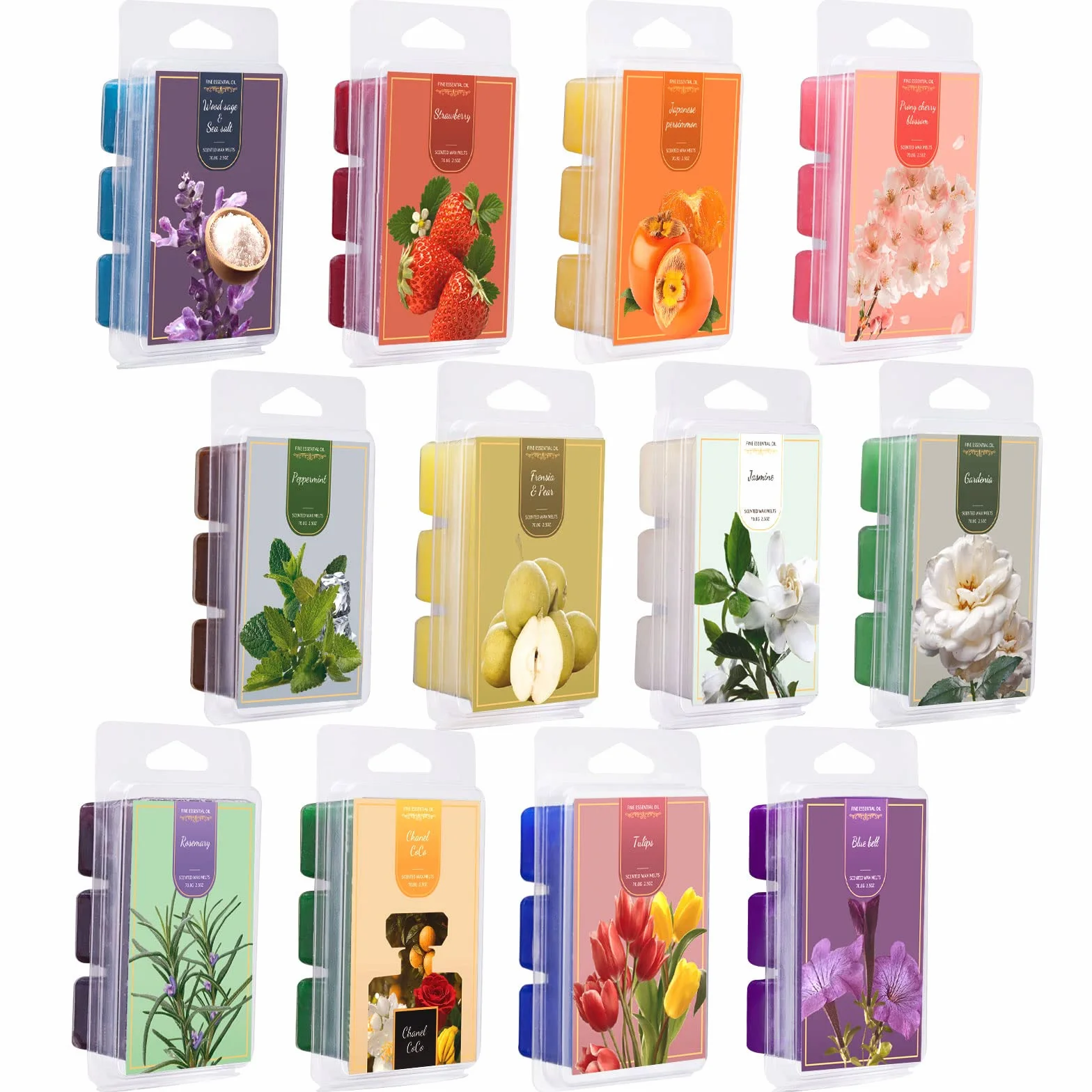 Fondants Parfumés Cire de Soja Naturelle 12 Paquets Brûle Parfum Cire Parfumée Cadeau