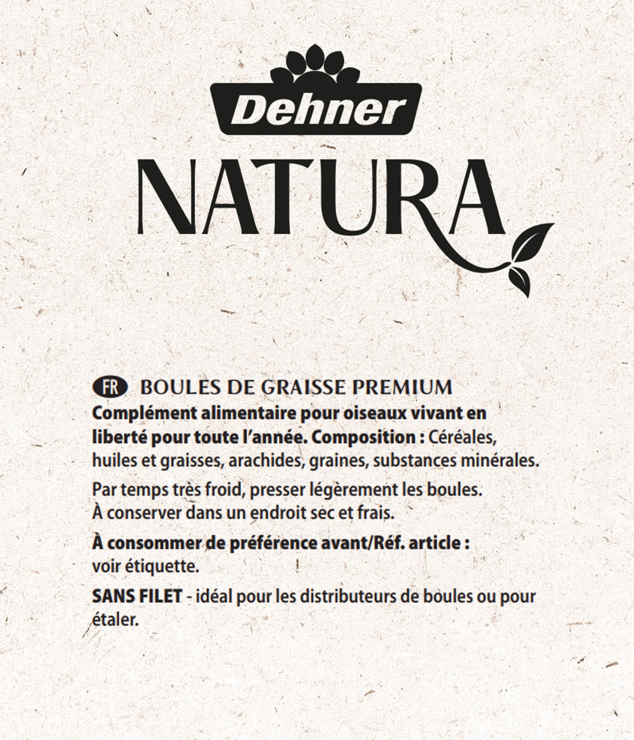 Dehner Natura Premium Nourriture pour Oiseaux Sauvages, Boules de Graisse sans Filet 30 pièces 2,7 kg