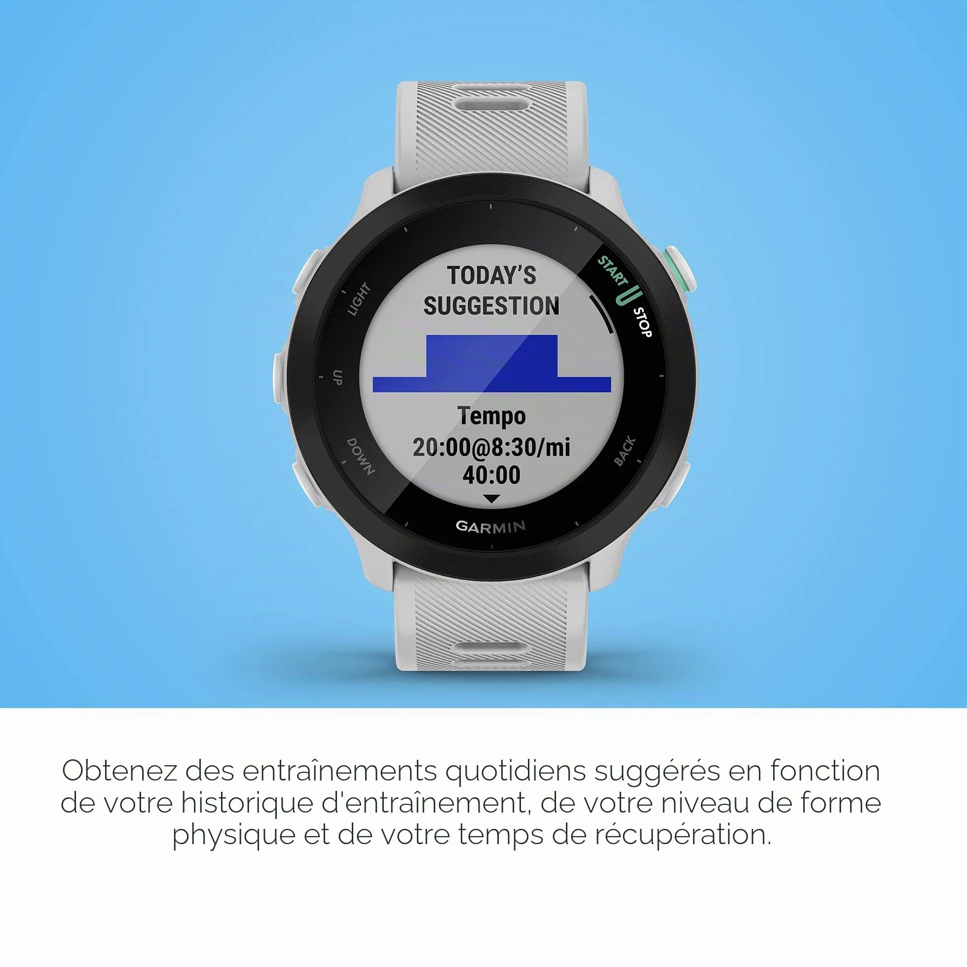 Garmin Forerunner 55 Montre GPS Running Cardio au Poignet Blanche Reconditionné