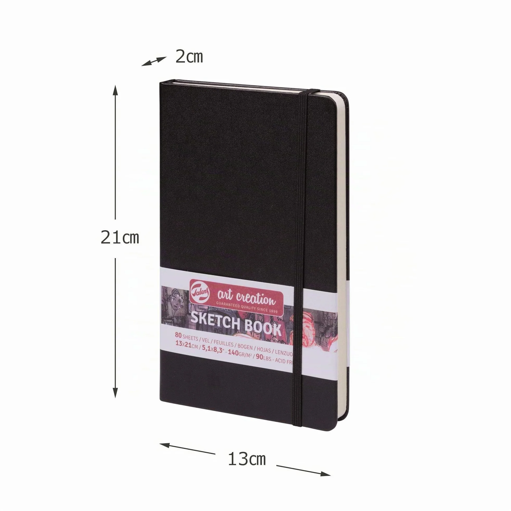 Talens Art Creation Cahier de Croquis Noir 13 x 21 cm 140 g 80 feuilles Couverture rigide