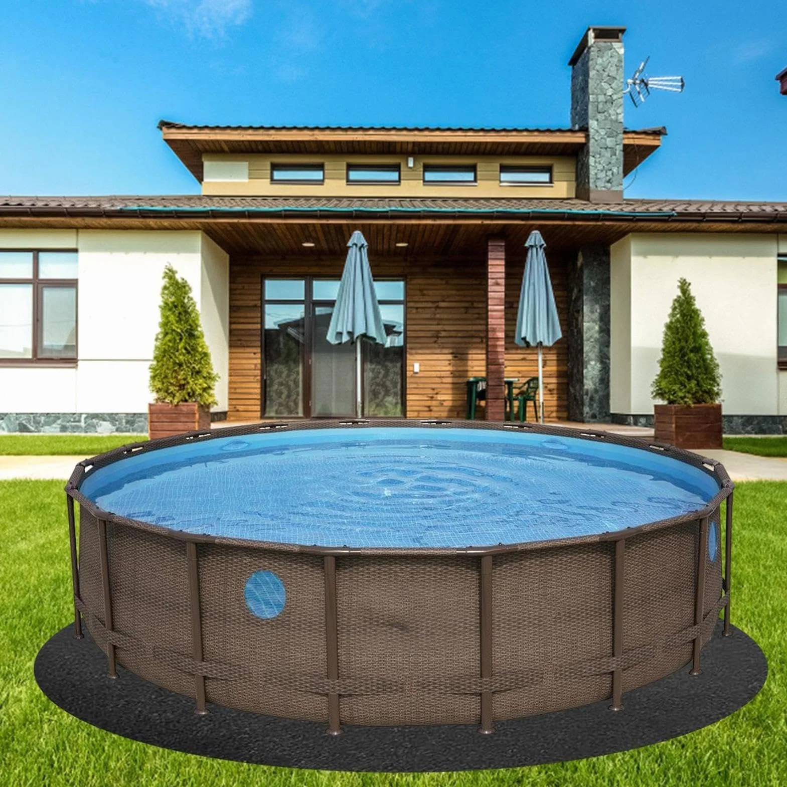Tapis De Sol Piscine Geotextile Anti-perforation Protection Extérieure Rond Dalle Piscine Hôtels
