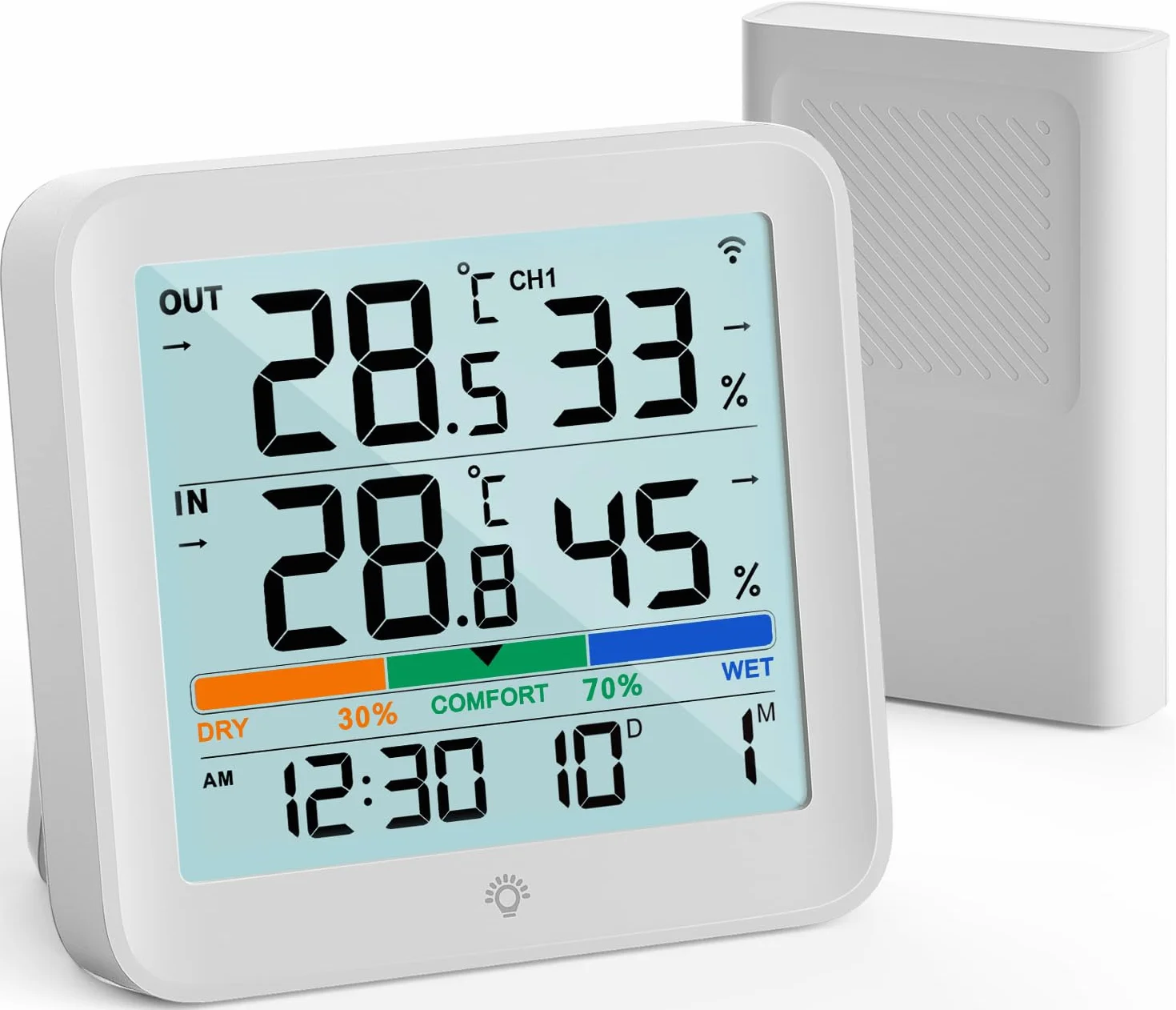 VOCOO thermomètre intérieur extérieur sans fil hygromètre numérique LCD température humidité avec capteur mémoire Min/Max ℃/℉ indicateur confort air rétroéclairage