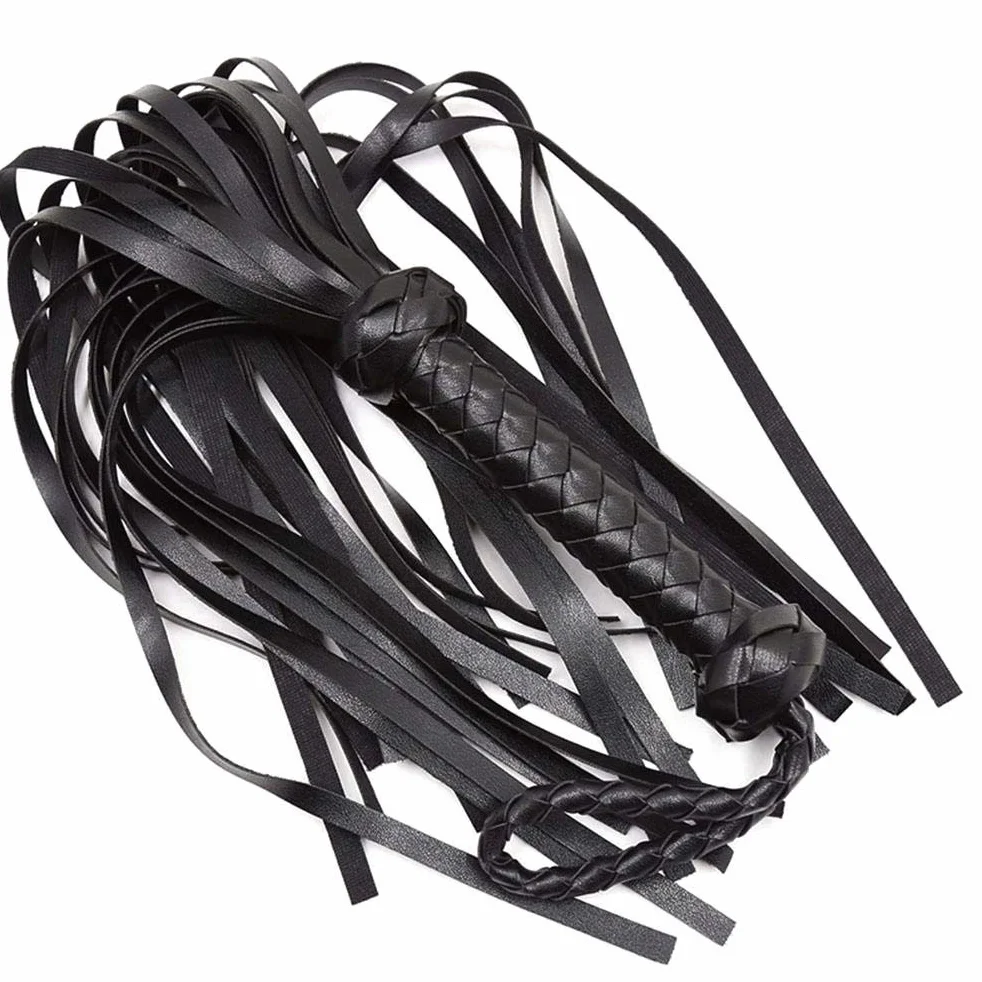 Fouet d'équitation Noir, Fouet de Jeu en Simili Cuir, d'entraînement pour Chevaux avec Poignée Confortable, Idéal pour l'entraînement équestre, 23,4x6,5 Pouces