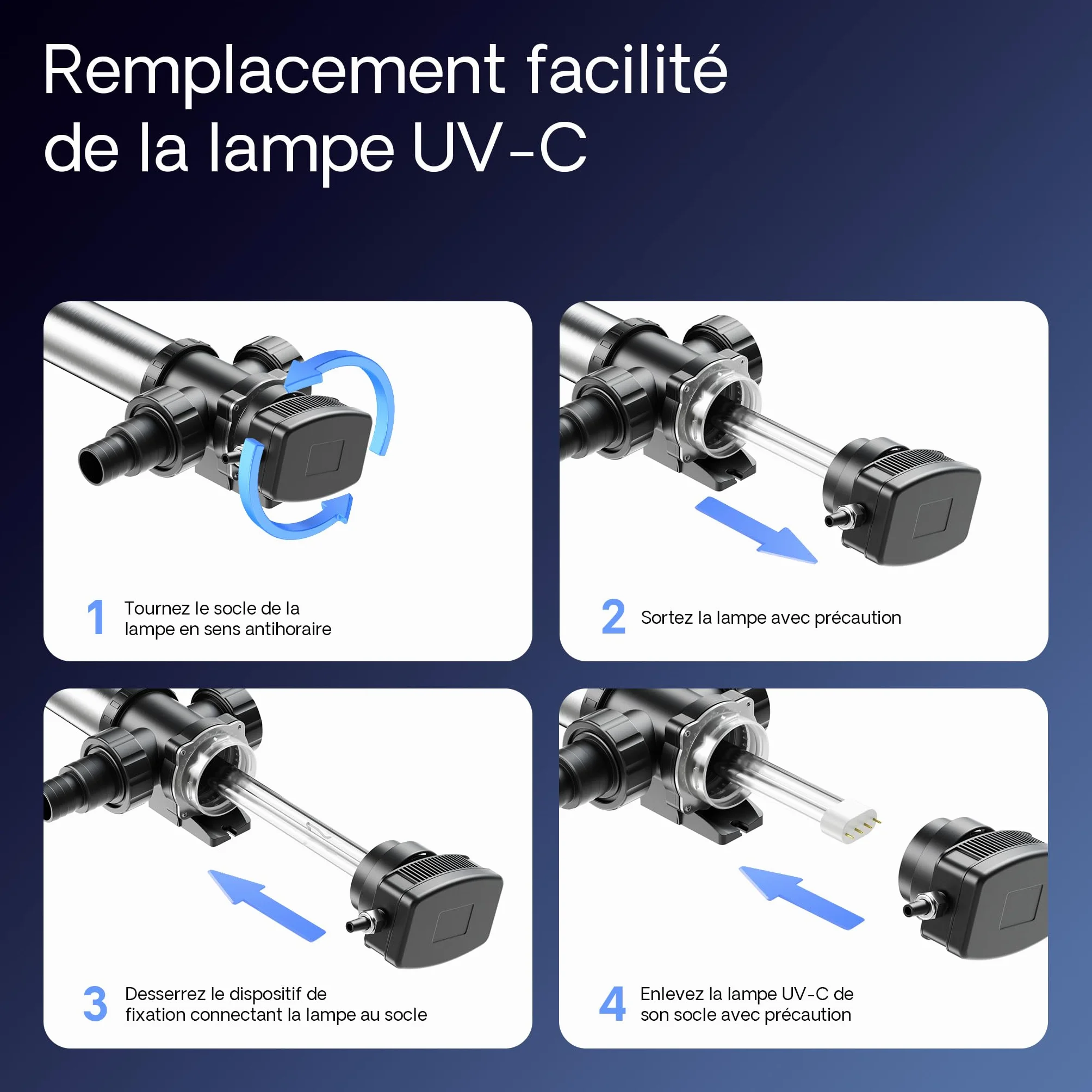 SunSun CUV-755 Stérilisateur Clarificateur Bassin UV-C 55W 8000 l/h Boîtier INOX