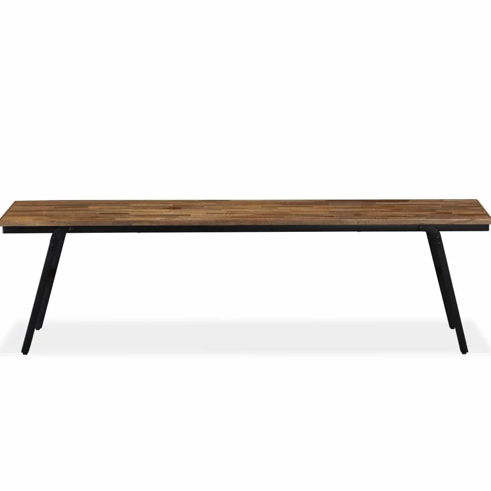 Banc Teck de récupération et acier 160 x 35 x 45 cm