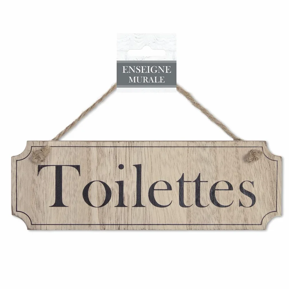 Plaque porte bois toilettes STC