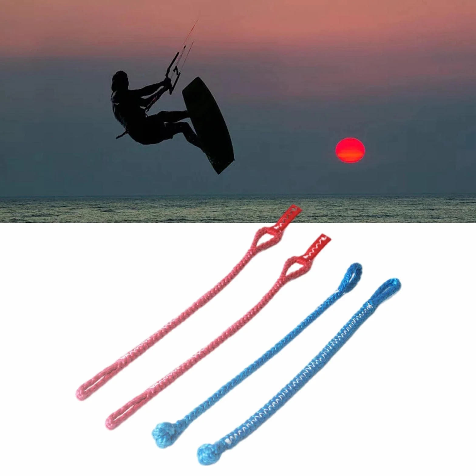 Lot de 4 queues de cochon universelles kitesurf 1000 kg Rouge Bleu