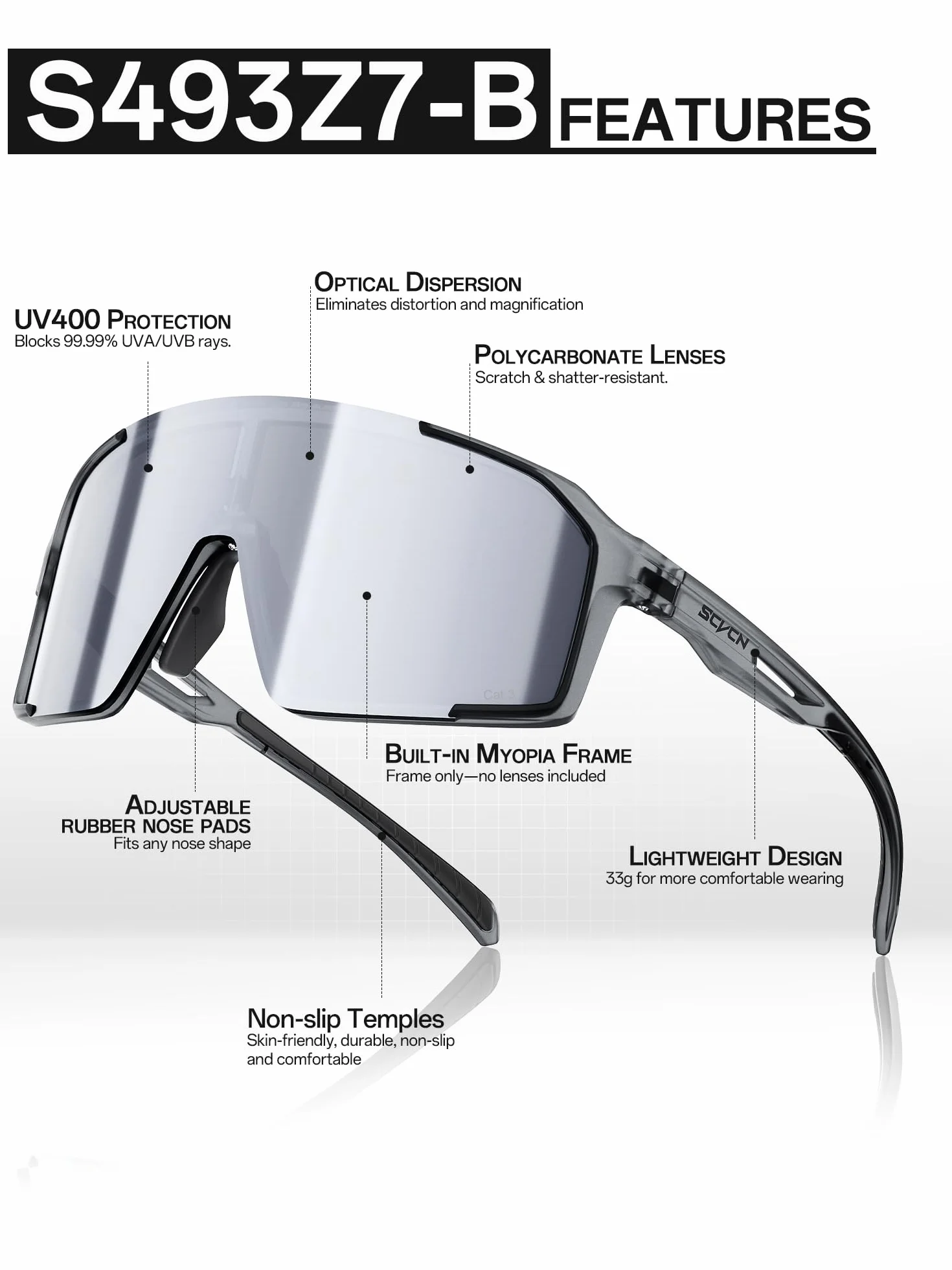 SCVCN Lunette de Cyclisme Vélo Sport Homme Femme Protection UV400 Vélo VTT Pêche Course Conduite Pêche Volleyball Golf Softball S493Z7