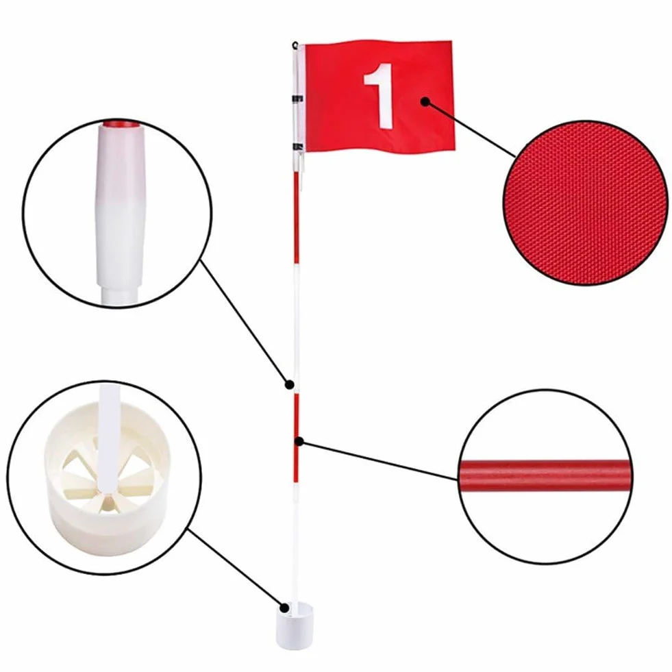 Drapeaux De Golf Drapeaux avec Tasses Pratique Putting Green Flag Golf Pole Pin Flaghole Golf Hole Cup Portable Mini Golf Flag Sticks pour Yard Golf Course