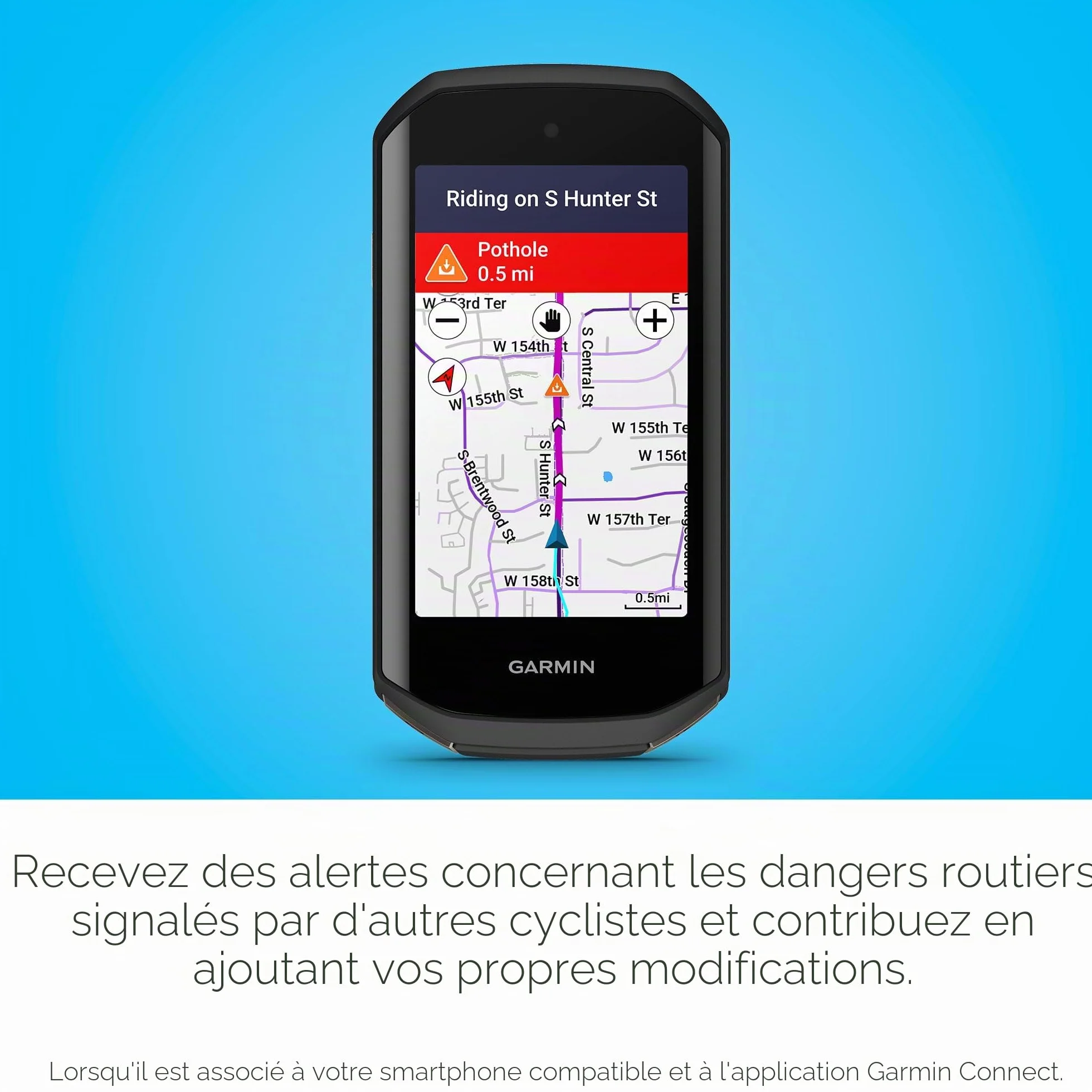 Garmin Edge 1050® Ordinateur de Cyclisme Haut de Gamme, écran Tactile aux Couleurs Vives, Haut-Parleur intégré, Fonctions avancées d'entraînement et de Conduite de Groupe, alertes de Danger Routier