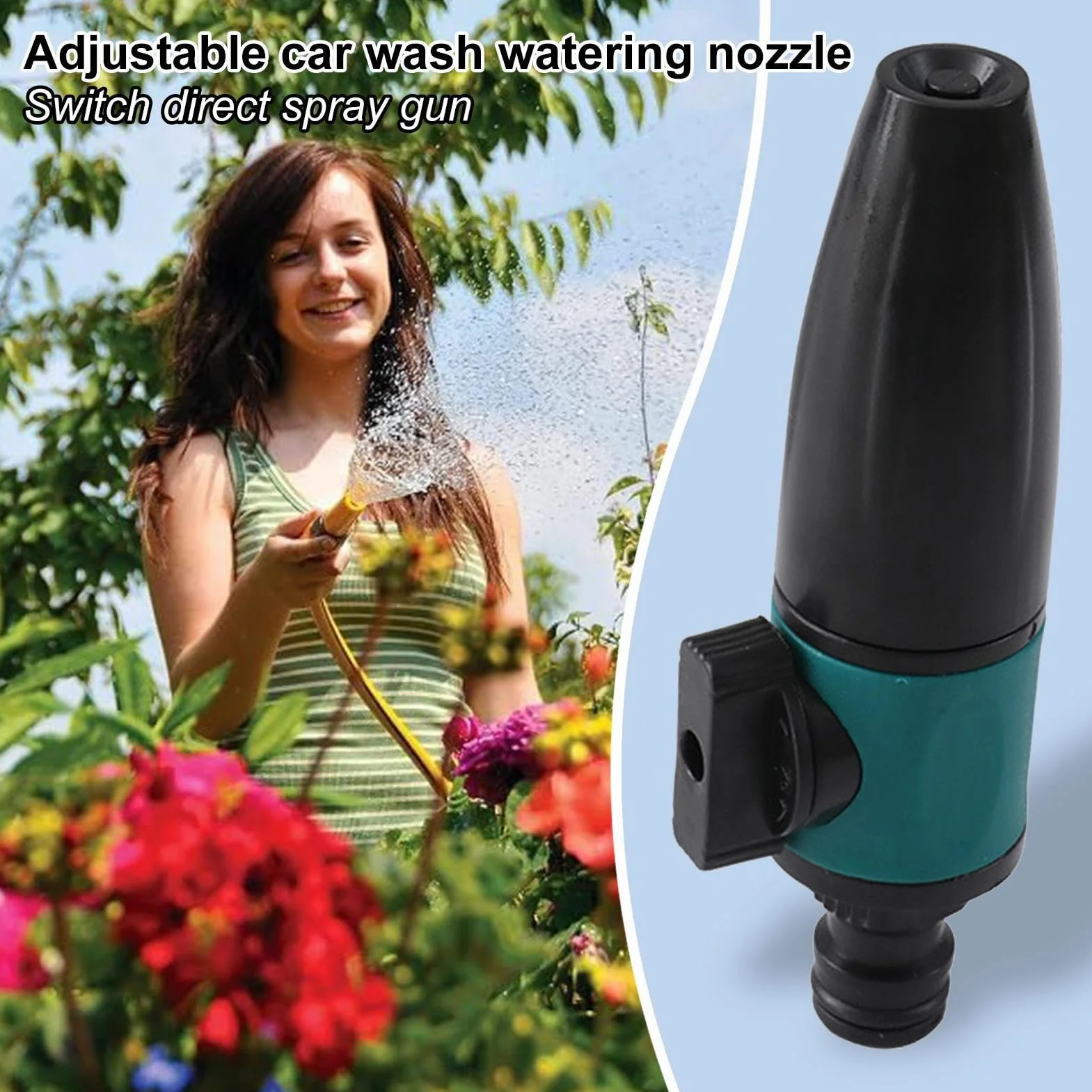 Buse du tuyau d'eau - tête de pulvérisation réglable pour jardin, lavage de voiture