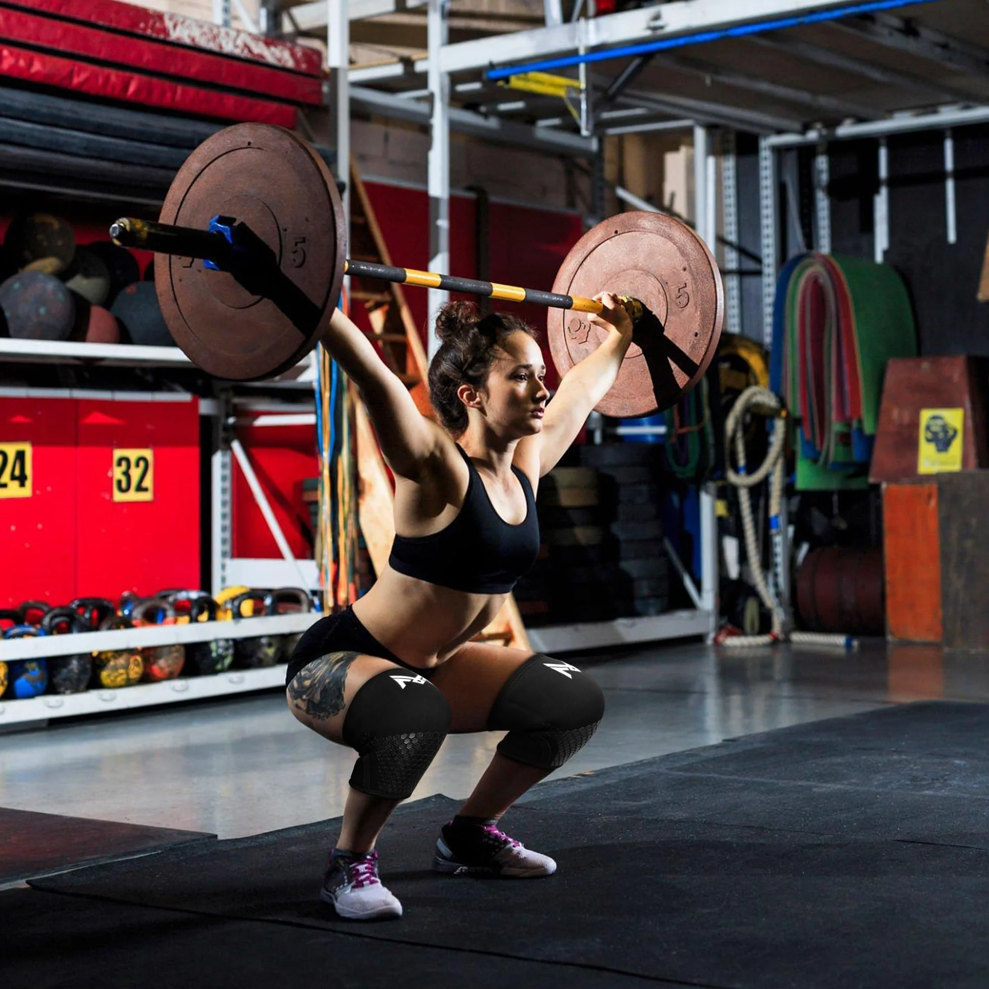 MERCURYAL Pack 2 Genouillères Crossfit Pour Entraînement - Genouillères Gym - Genouillères Powerlifting - Genouillère Néoprène 5mm - Genouillères Gymnase pour Hommes et Femmes (XL)