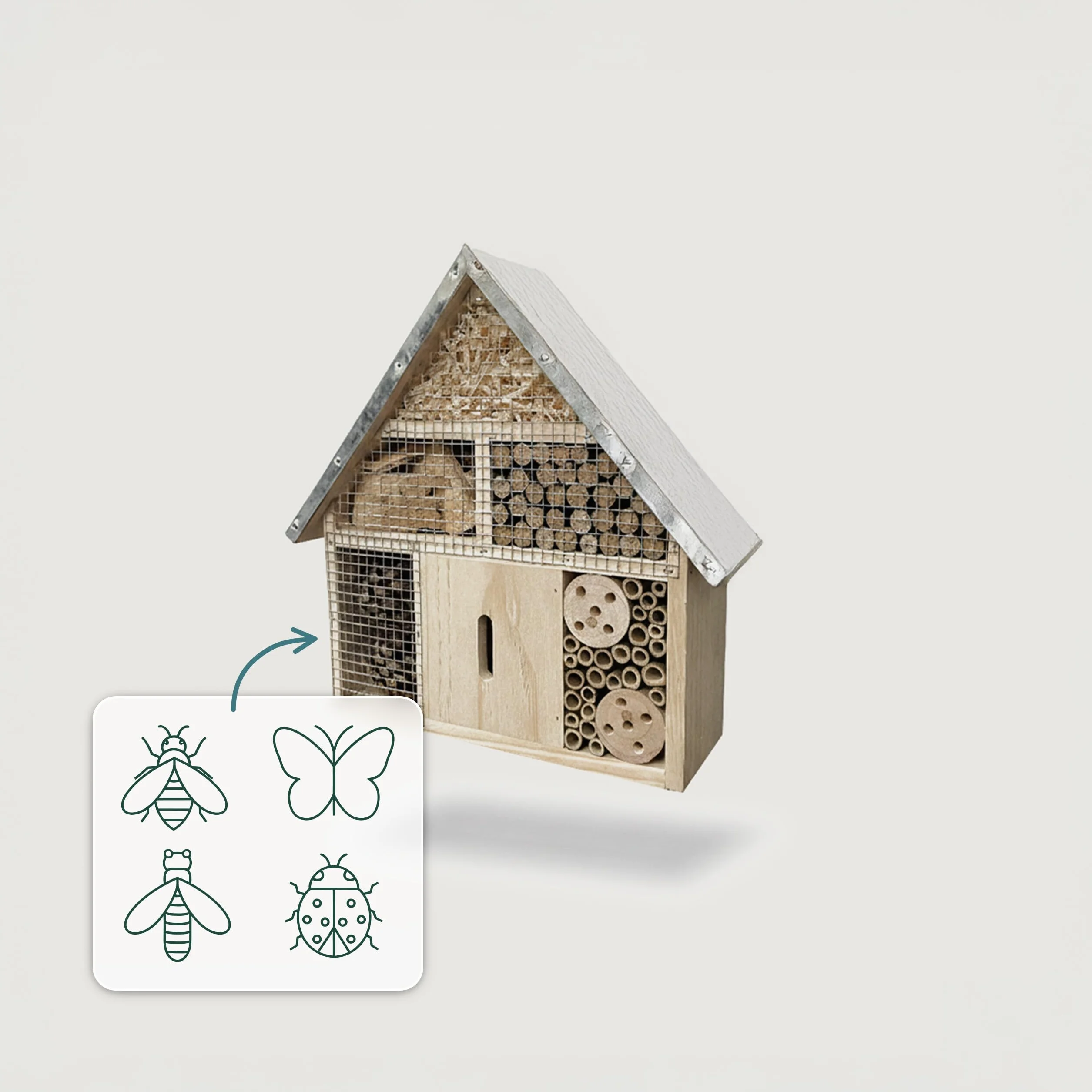 Relaxdays Hôtel à Insectes en Bois, Toit Métal Zingué, 28x30x9 cm