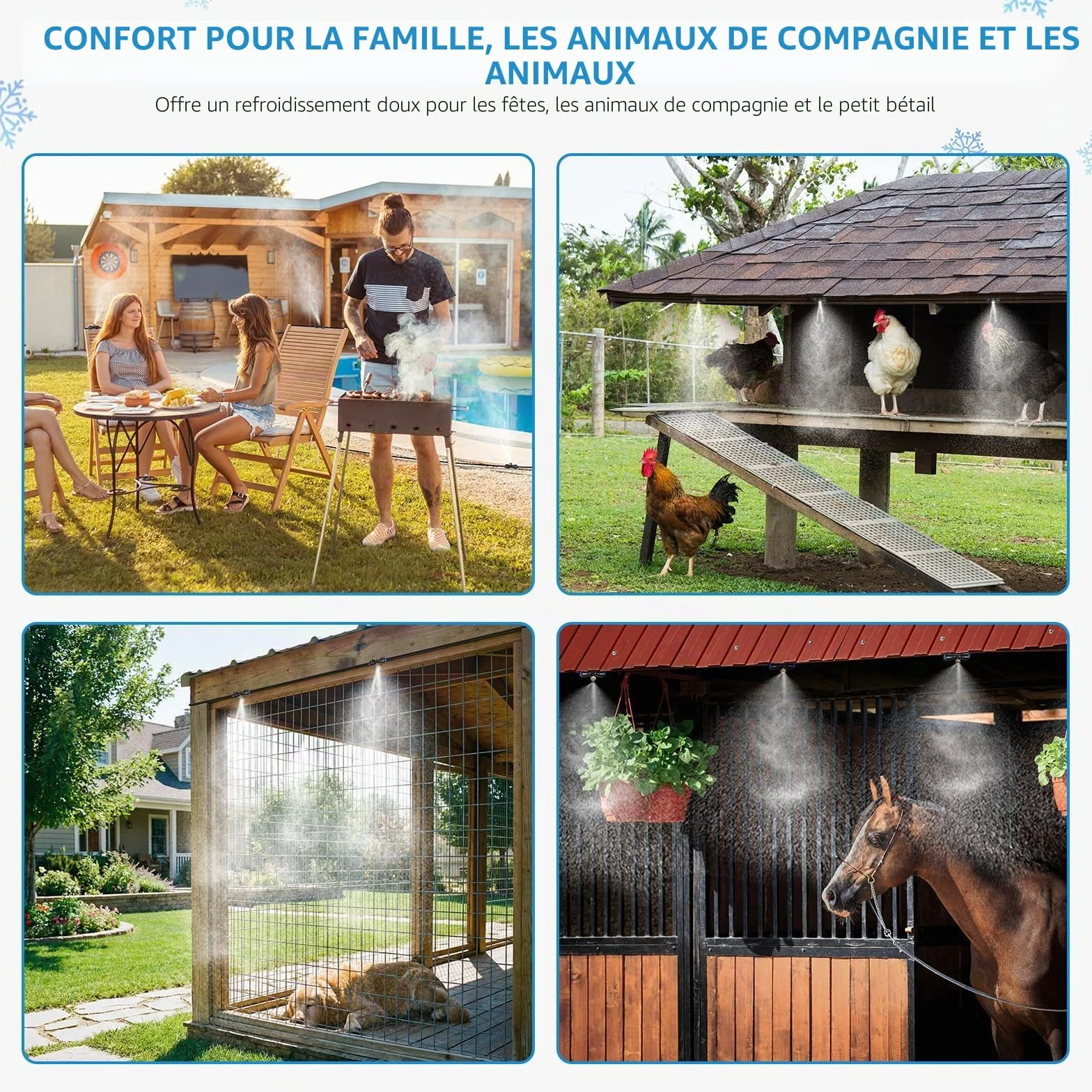 Brumisateur Terrasse 8M Exterieur Pré-assemblé avec 7 Buse Adaptateur Laiton Système Refroidissement Patio Jardin