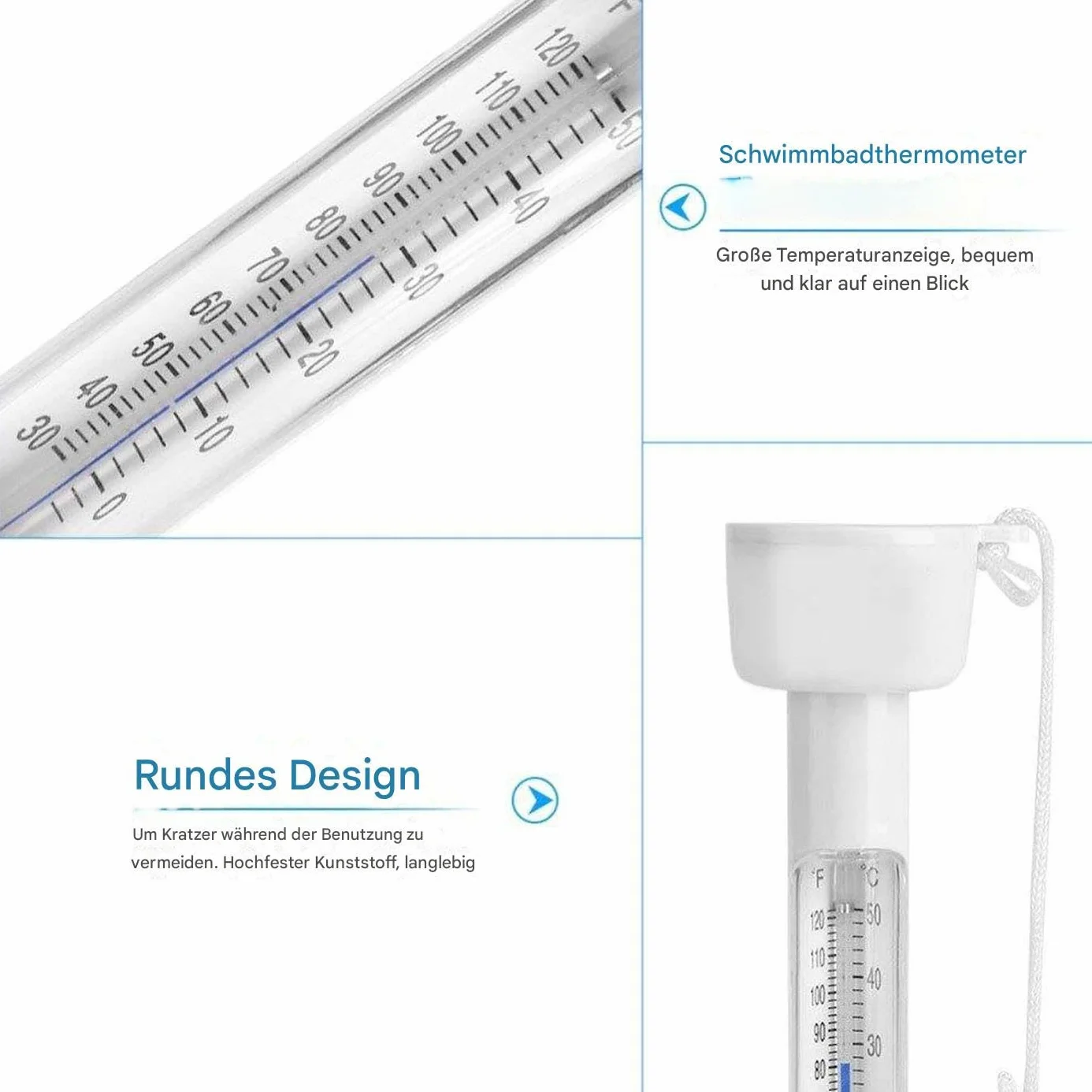 Thermomètre flottant pour piscine 0-50 °C avec laisse, accessoire spa aquarium étang