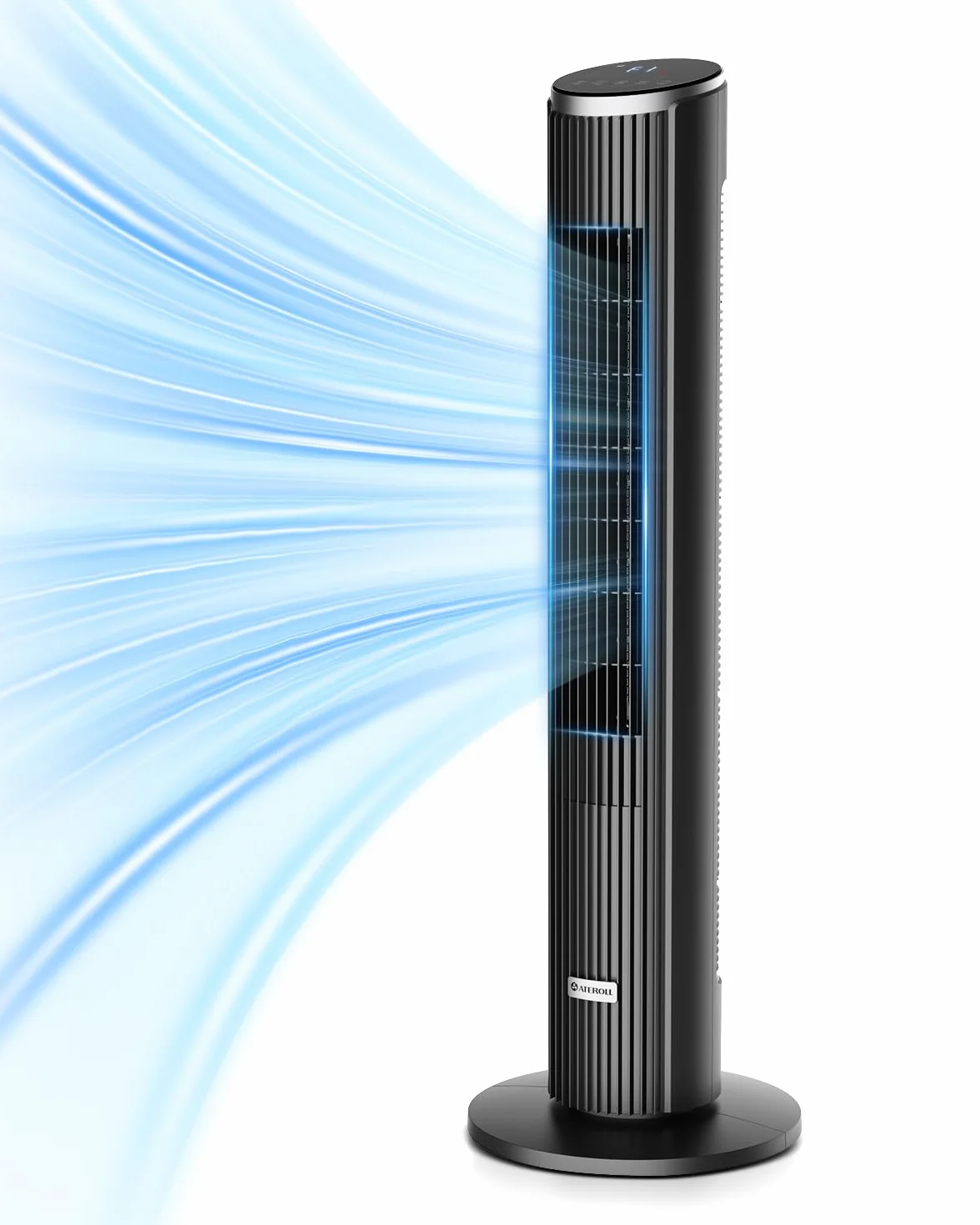 Ateroll Ventilateur Colonne Silencieux 91cm Oscillant 90° Télécommande 4 Vitesses 3 Modes Minuterie 12H Écran LED