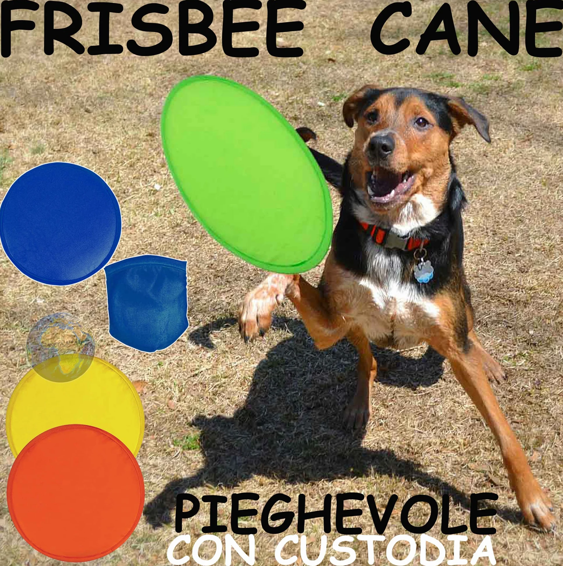 Generico Frisbee Pliable Set Chien Chien Plage Tissu Lancement avec étui de jeu (BLEU)