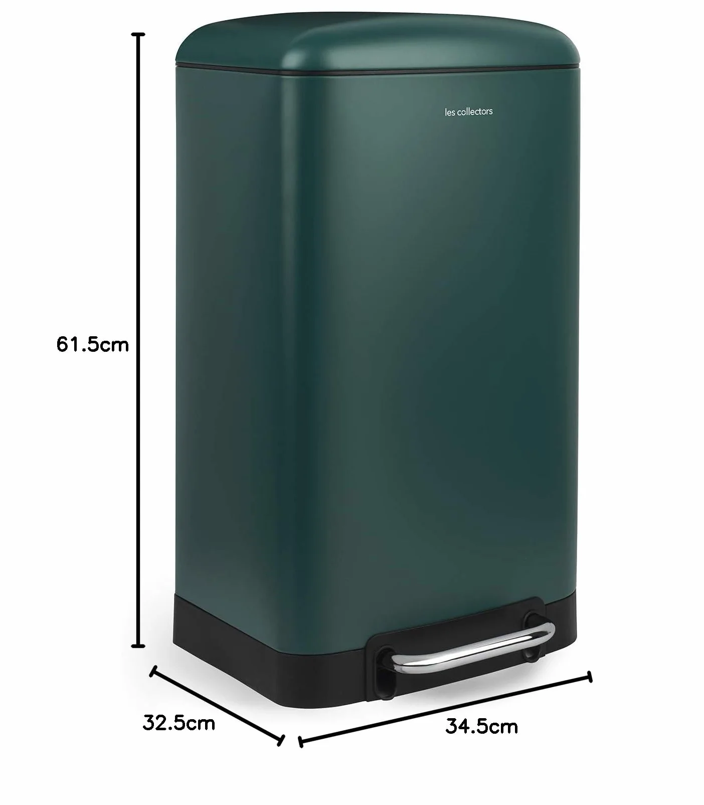 Les Collectors Poubelle de Cuisine à Pédale Acier inoxydable Capacité 30L Sac compatible 30-50L Compacte Fermeture silencieuse Seau intérieur amovible Finition Mat Vert Canard