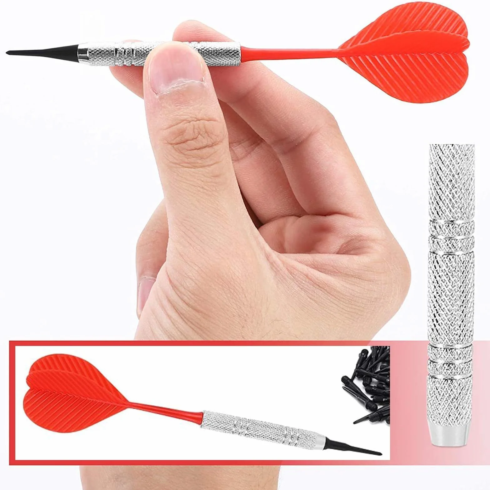12 Pièces Fléchettes avec 36 Têtes Interchangeables, Fléchettes en Plastique de Haute Qualité, 4 Couleurs, Corps en Fer, Idéales pour Débutants et Entraînements Avancés
