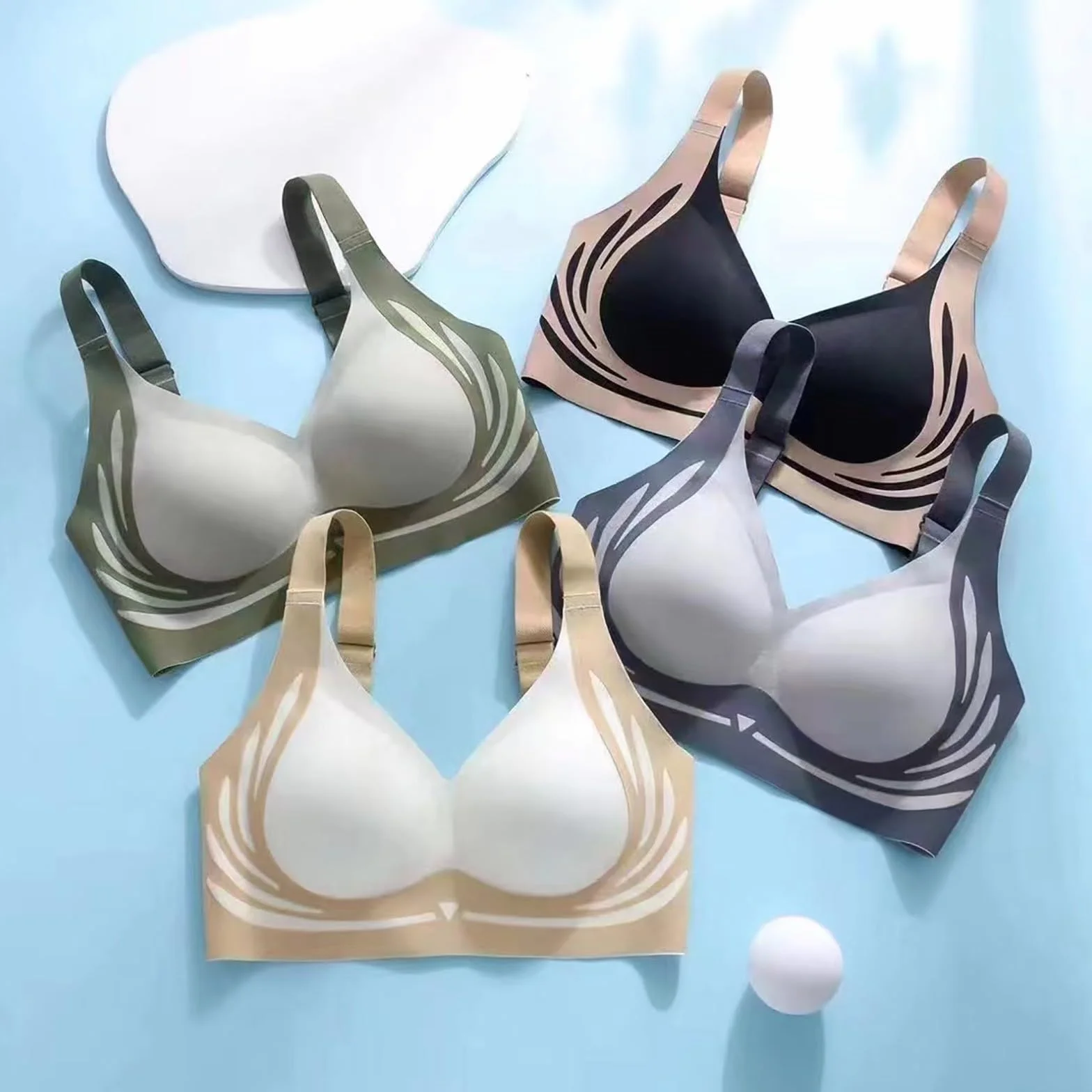 Soutien-Gorge Rassembler sans Fil Doux Confortable Femmes Lingerie Sport Blanc
