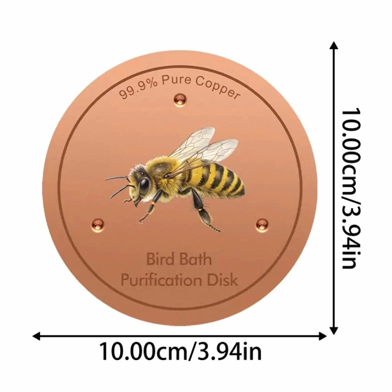 Disque en Cuivre pour Bain d'oiseaux Nettoyant Motif Abeille Terrasse Patio Fontaine Bassin Jardin
