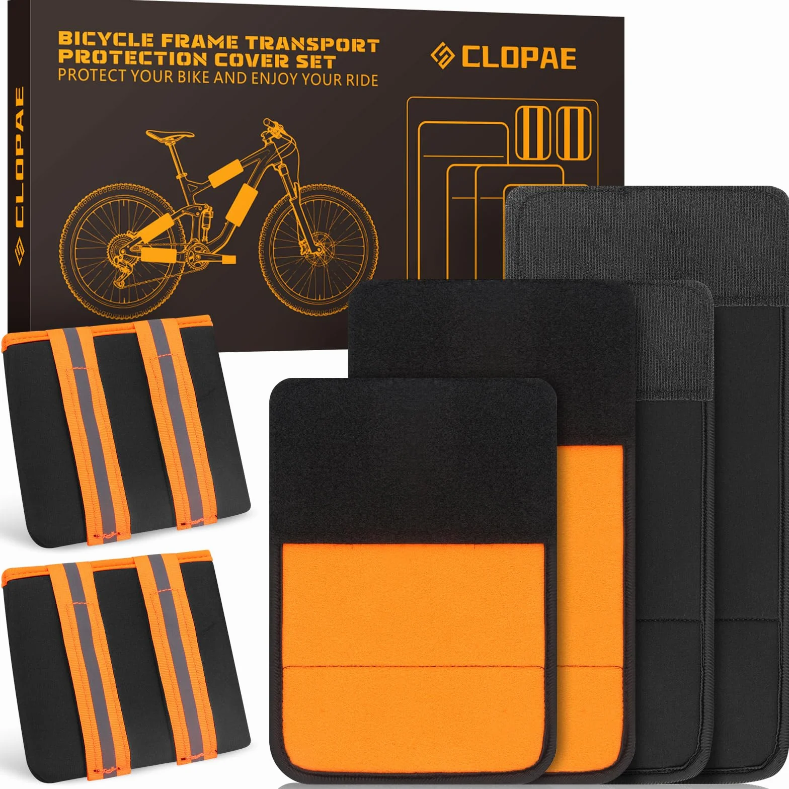 CLOPAE 6PCS Protection Cadre Velo Carbone, Protection Cadre VTT, Mousse Protection, Le Protecteur De Cadre,Peut Être Utilisée sur Les VTT, Les Vélos De Route