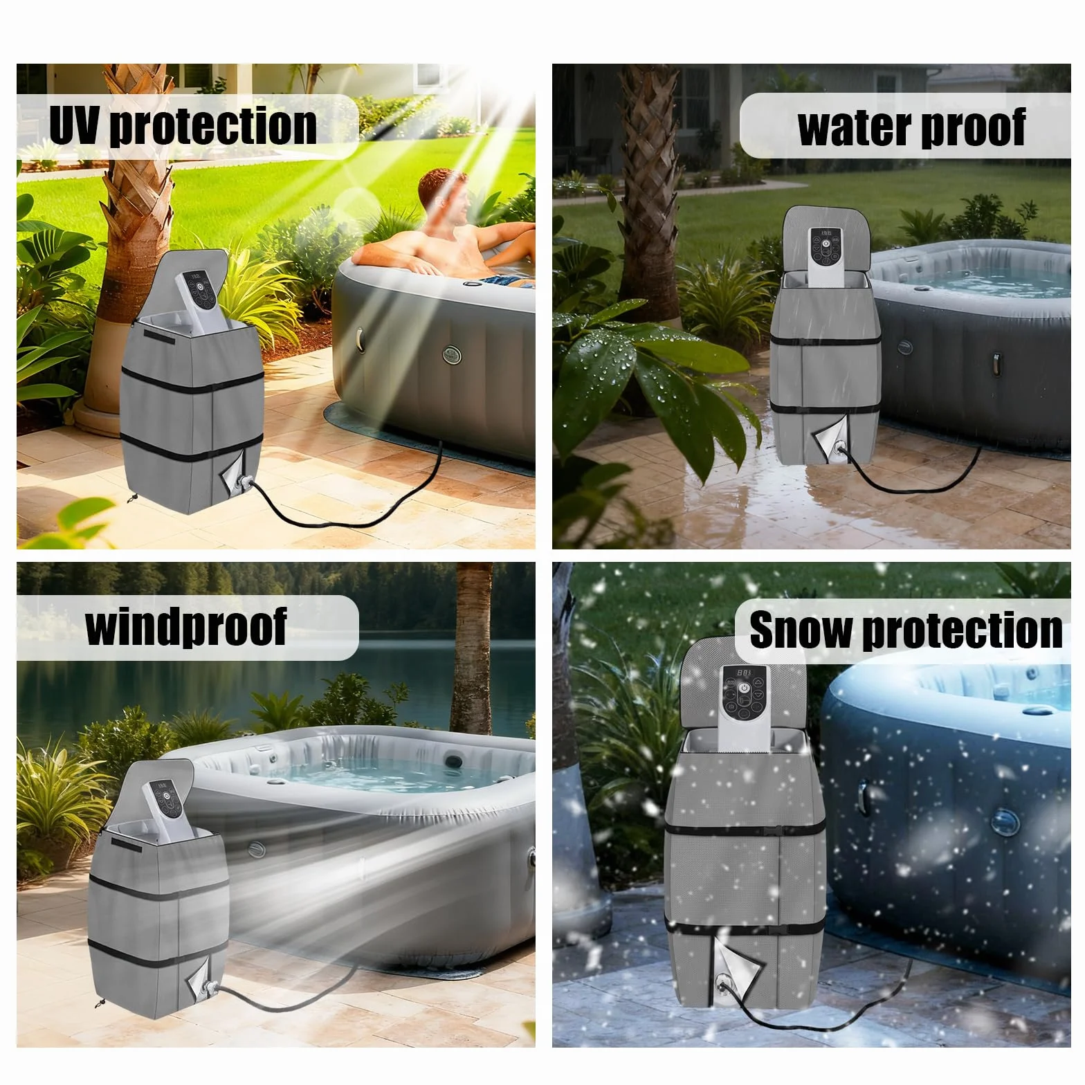 Housse de Chauffage pour Spa 43x38x54cm Anti-UV Pompe Baignoire Piscine