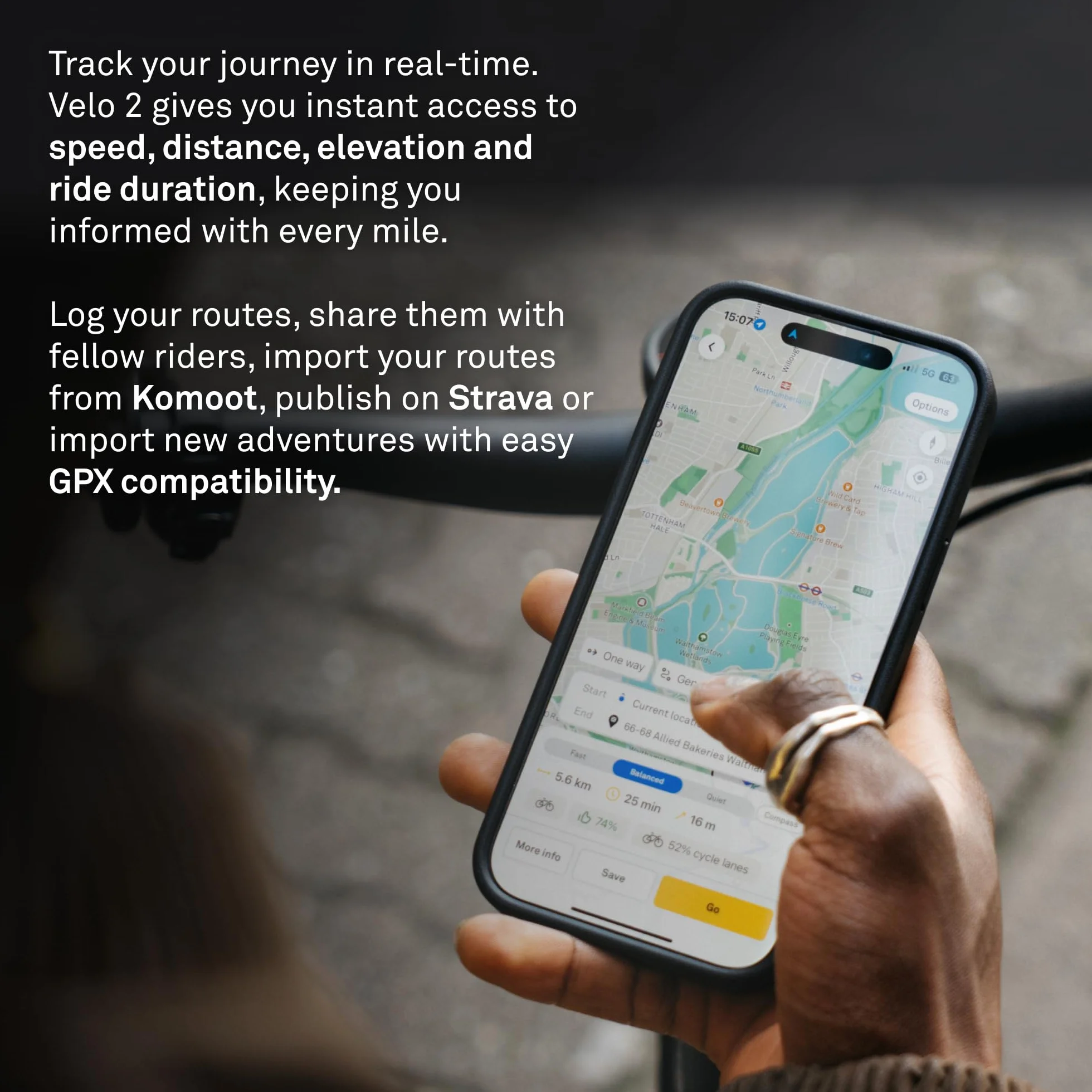 BEELINE Velo 2 Ordinateur GPS Vélo - Carte de Navigation Monde sans Fil I Protection Intempérie I Autonomie +11H I Chargement USB I Navigation Satellite Cyclisme Sangle de Fixation I Compatible Gant