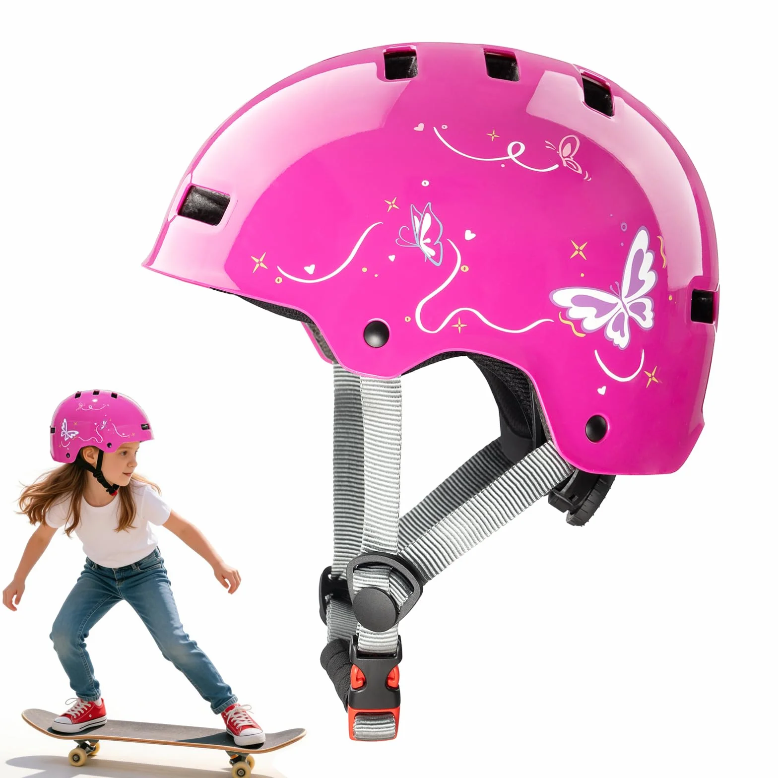 Casque de vélo Enfant réglable pour Filles Enfants Adolescents, Casque de Protection Velo Enfant pour Skateboard vélo Trottinette Rollers et Cyclisme