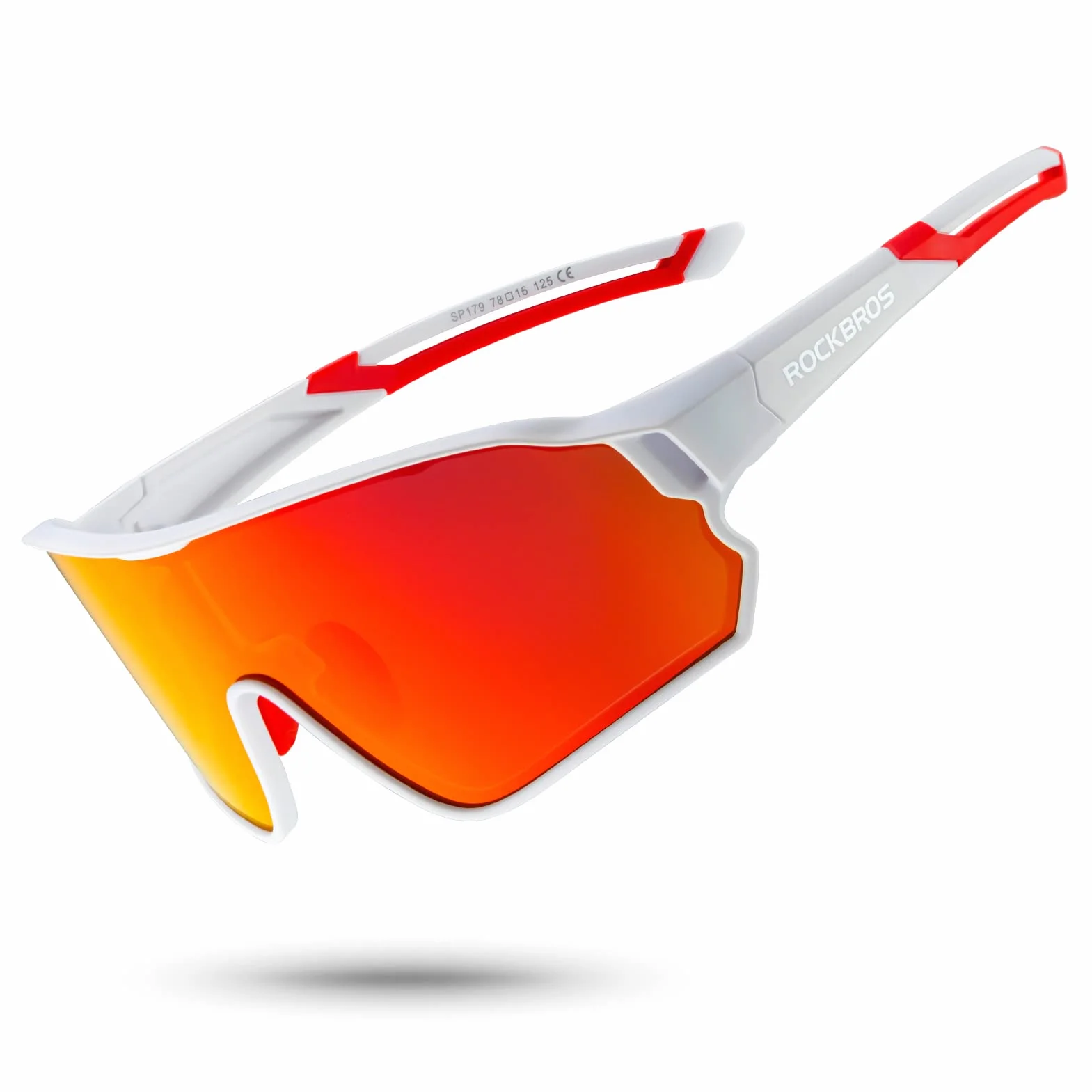 ROCKBROS Lunettes Soleil Homme Polarisées Vélo, Cyclisme Lunettes Polarisées UV400 Sport Femme VTT Pêche Course Sports de Plein Air 30g