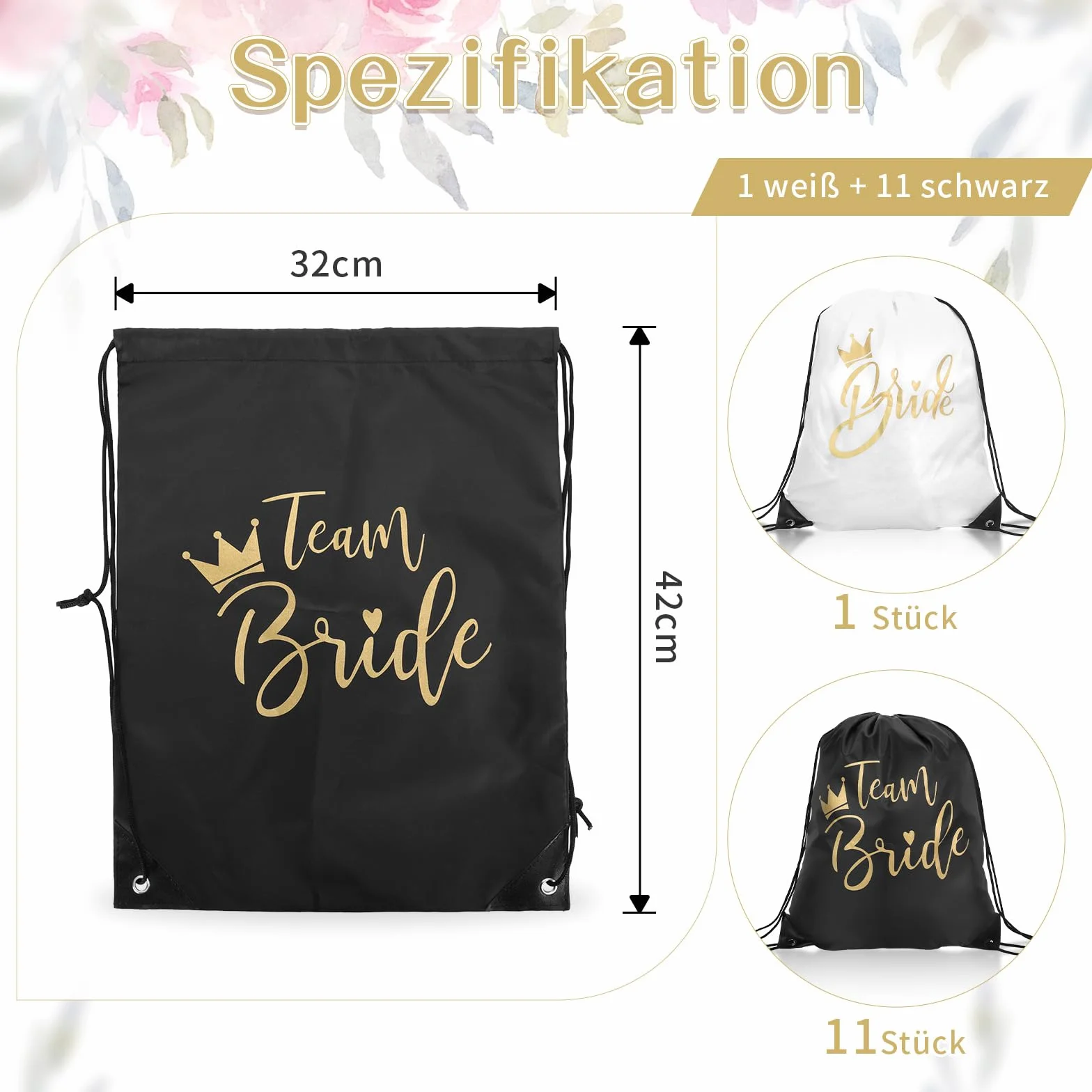 12 sacs de sport à cordon Bride Team Bride