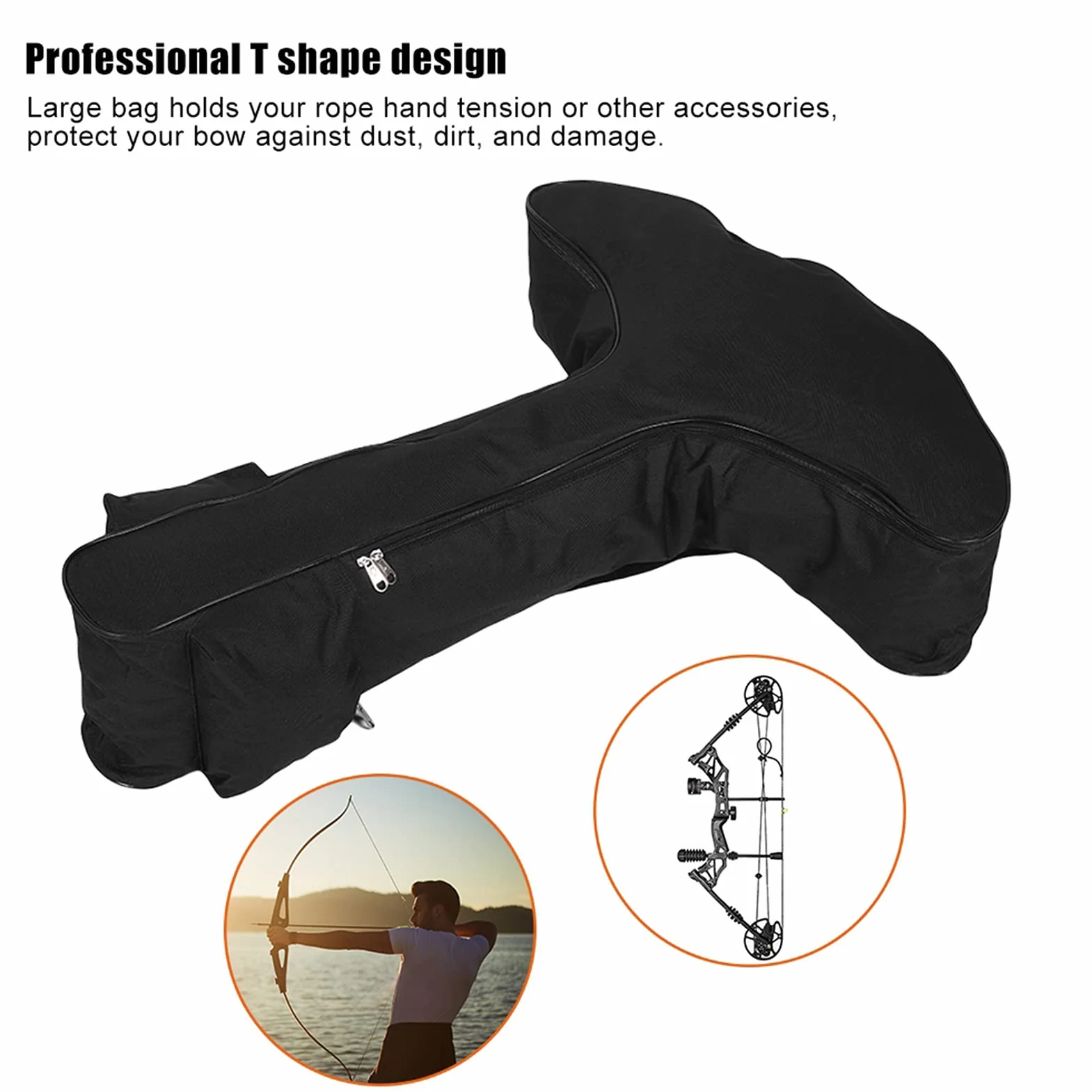 Cas D'arc En Forme De T, Sac Arbalète étui Composé Toile Léger Housse Protection Avec Bandouliere Tir L'arc Rangement Transport L'arbalète Au Plein Air Portable Universel Arc Accessoire Chasse Noir