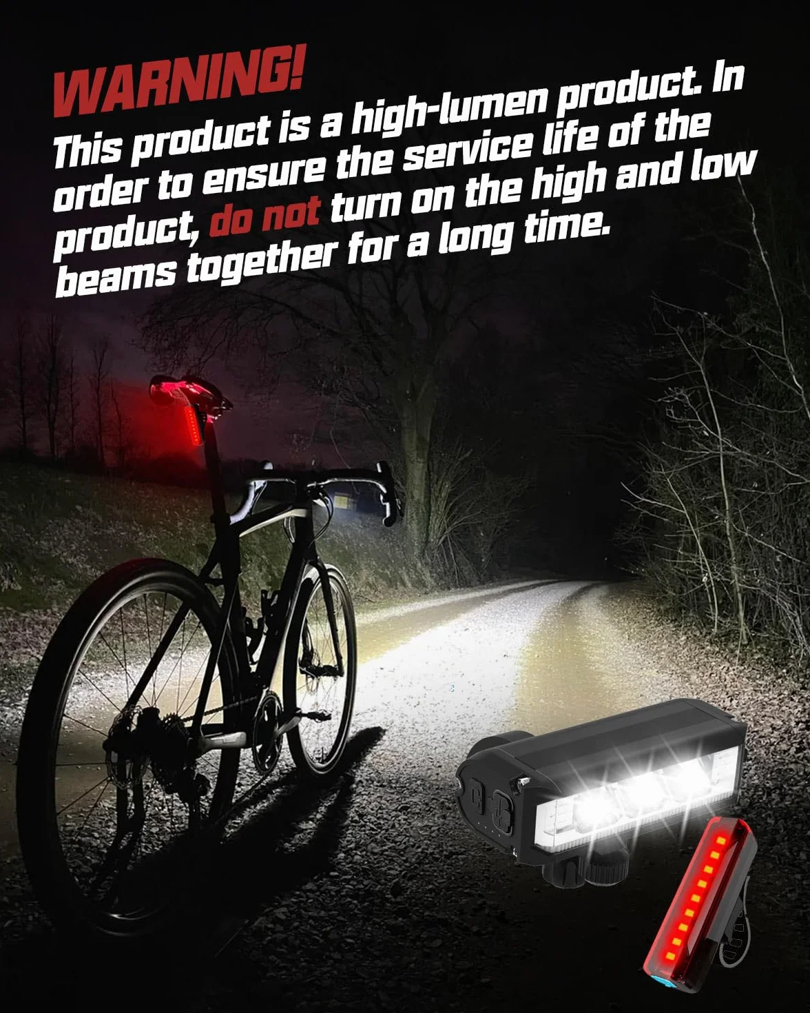 Victoper Lumiere de Vélo,Eclairage Velo Avant et Arrière 6000 Lumens 5 Modes D'éclairage IPX4 Étanche Rechargeable LED Éclairage Vélo Avant et Arrière Compatible avec la Plupart des Vélos