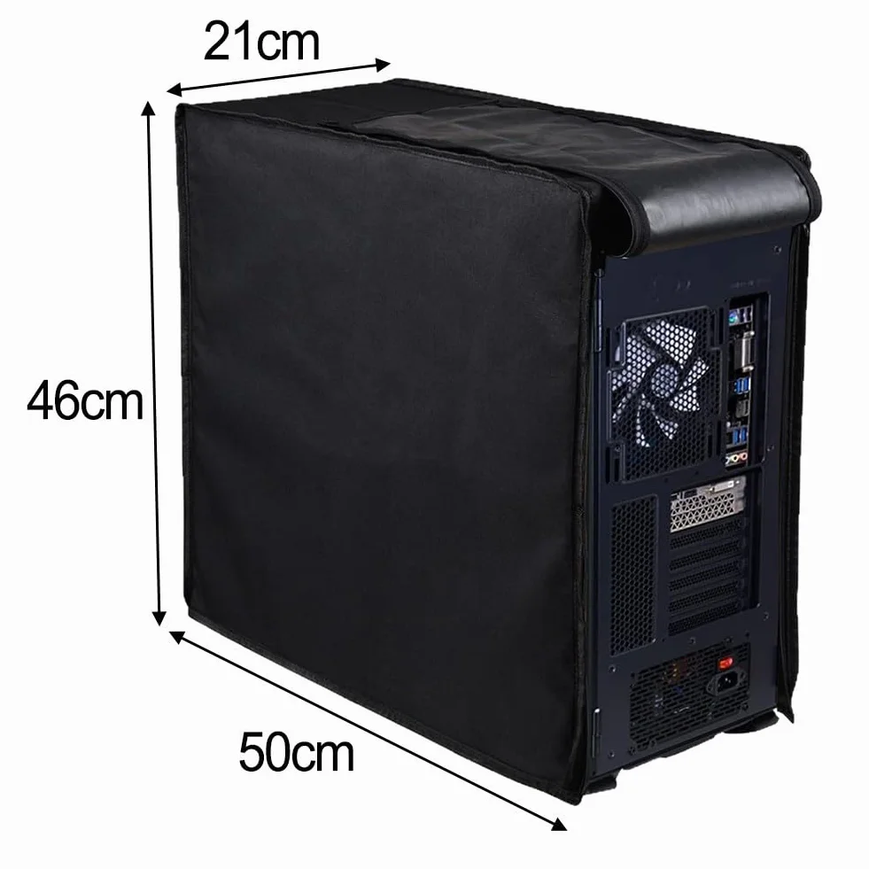 Housse d'ordinateur imperméable pour tour PC, housse anti-poussière en nylon Oxford 420D avec fermeture éclair (50 x 21 x 46 cm)
