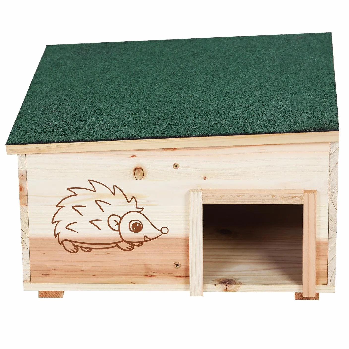 BingoPaw Maison pour Hérissons en Bois, Abri d'hibernation avec Toit Imperméable 38x38x22.5 cm