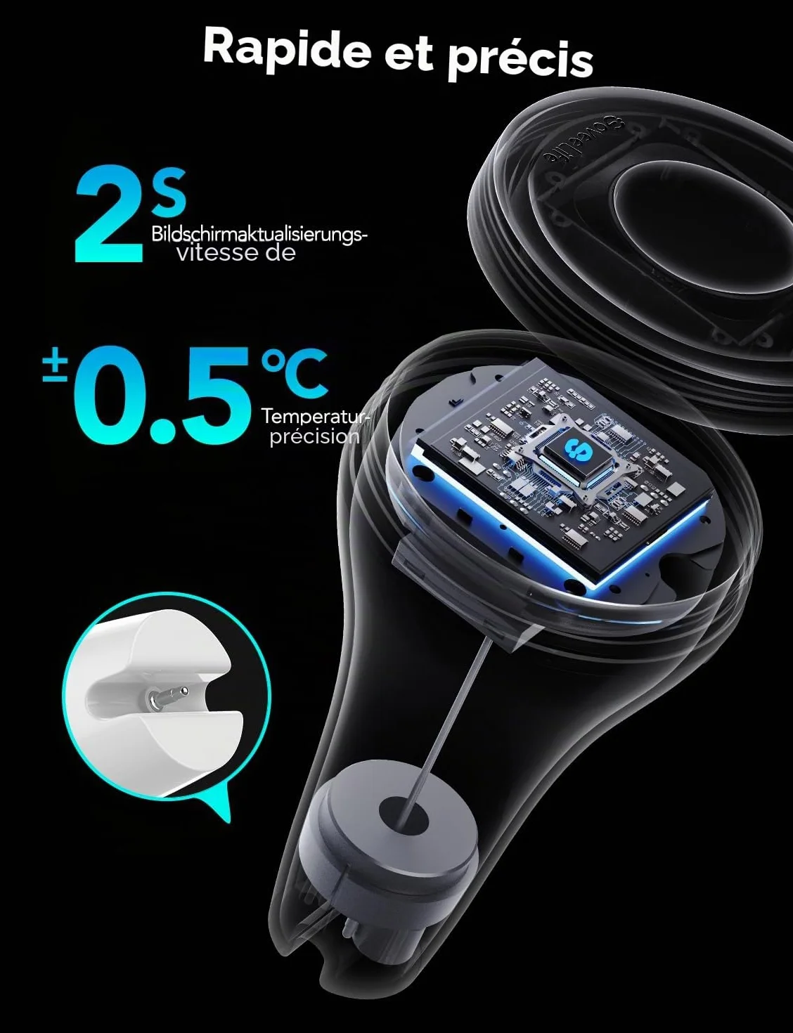 GoveeLife Thermomètre de piscine WiFi IPX7 Numérique Alerte App Exportation données