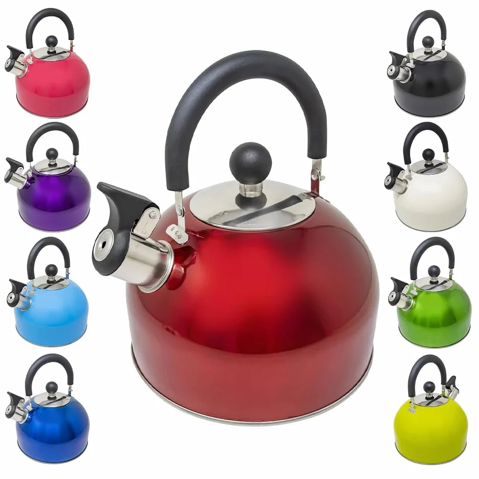 Bouilloire sifflante en acier inoxydable léger, 2,5 L