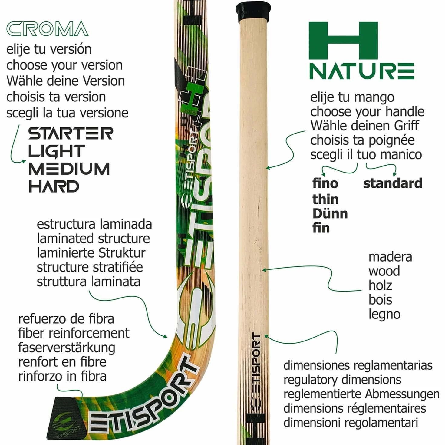 Croma Crosse de hockey à roulettes débutant léger moyen dur personnalisable