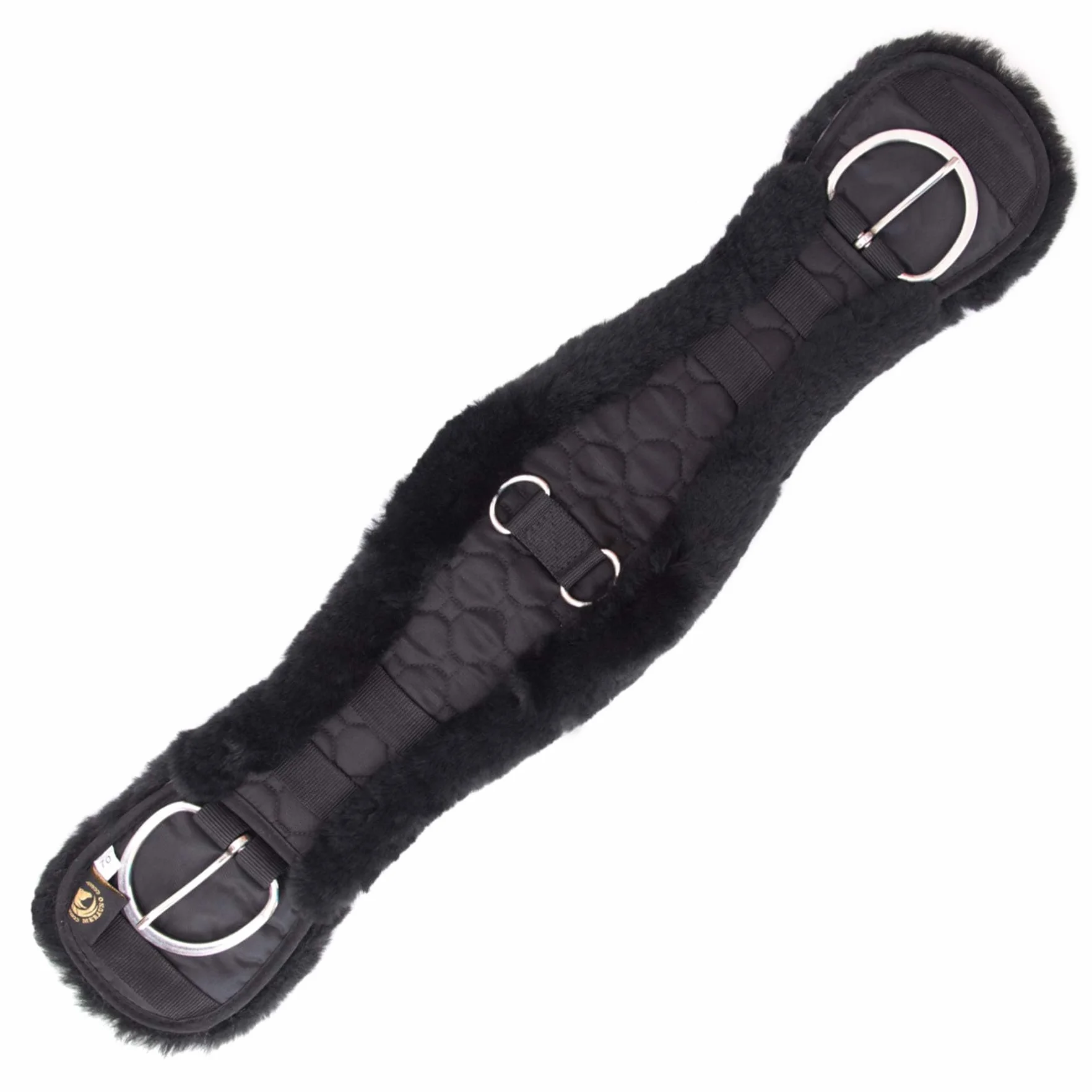 Sangle de selle Western en laine d'agneau mérinos de qualité supérieure - Forme anatomique concave, pour une meilleure adhérence. Couleur : noir 65 cm