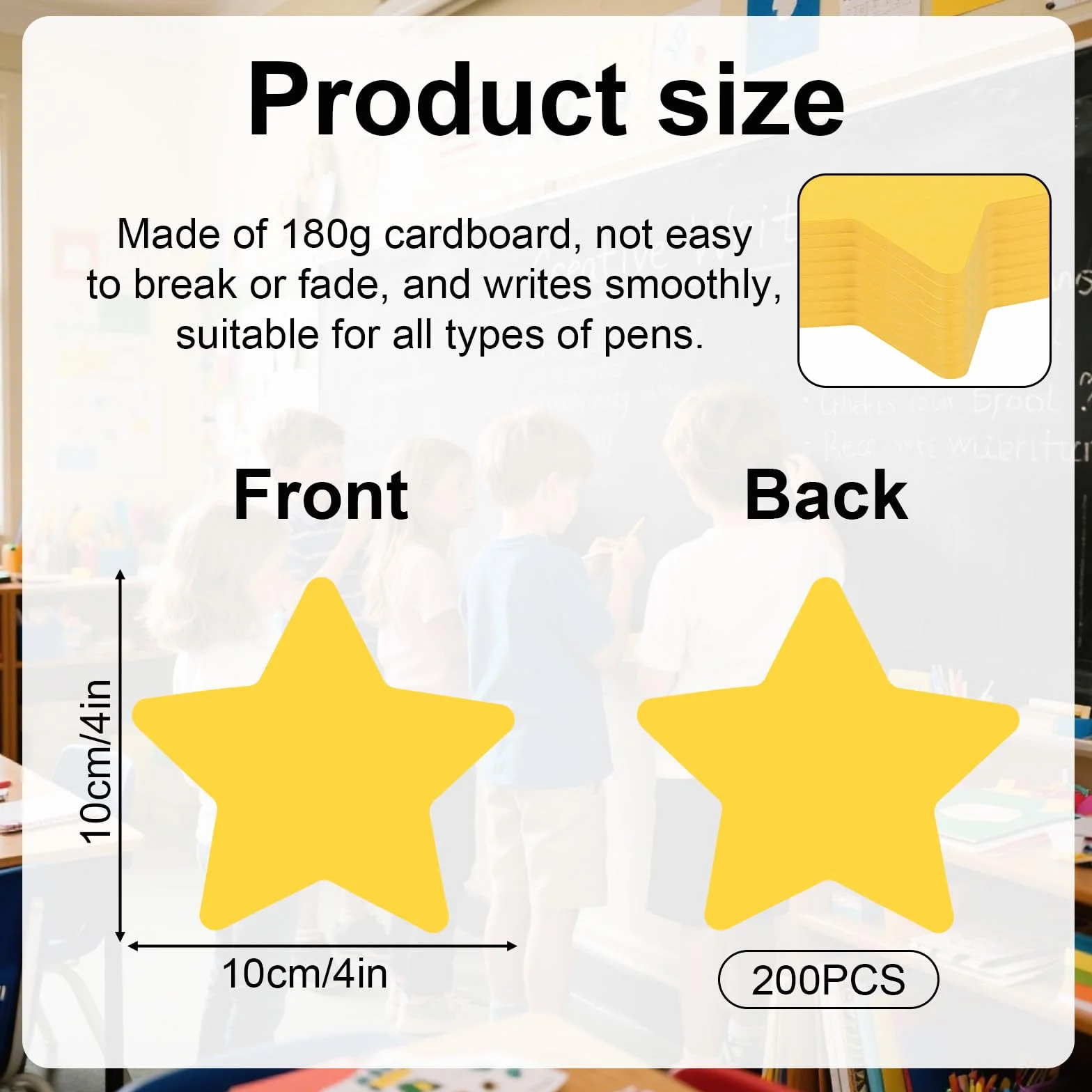 Étoiles Dorées Découpées 10cm Papier Double Face 200pcs pour Décoration Murale de Fête et Projets Scolaires