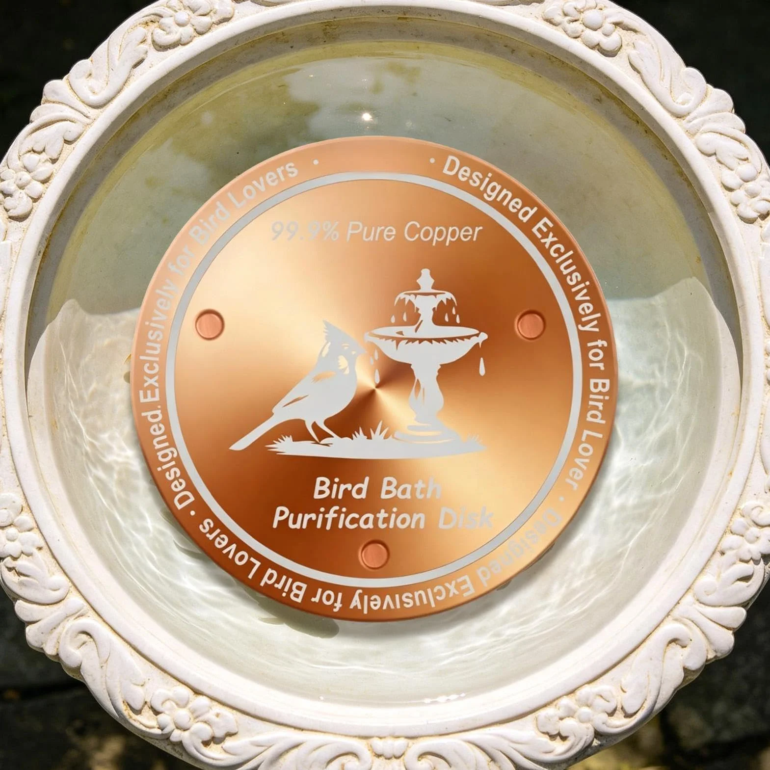 Cuivre pour Bain d'Oiseaux, Accessoires Jardin Nettoyage Naturel - Purification d'Eau