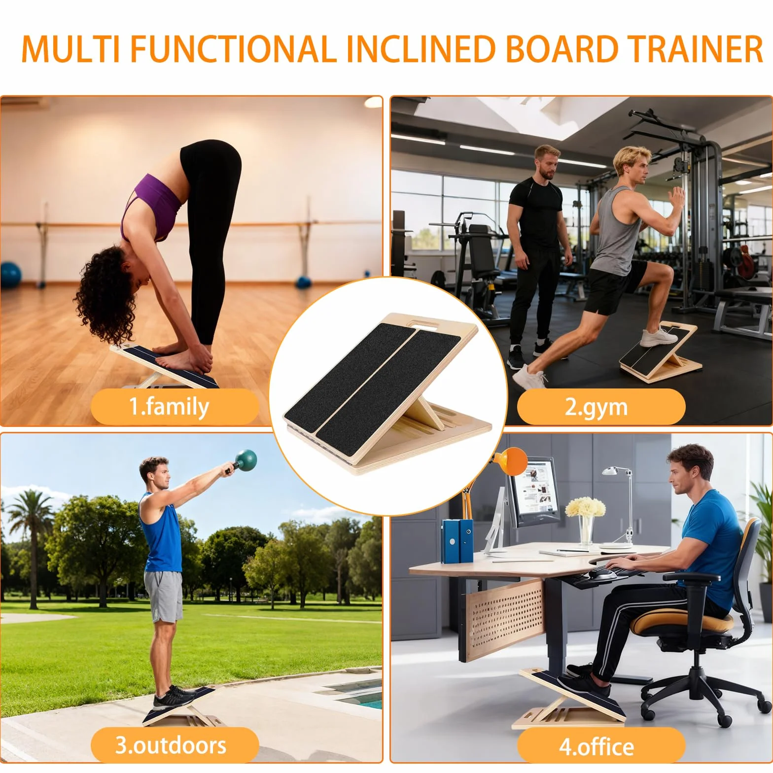 Planche Inclinée en Bois,Planche D'équilibre en Bois,Planche Inclinée Kiné,Réglable Balance Board Pour Étirez les Muscles de vos Jambes et Entraînement à L'équilibre