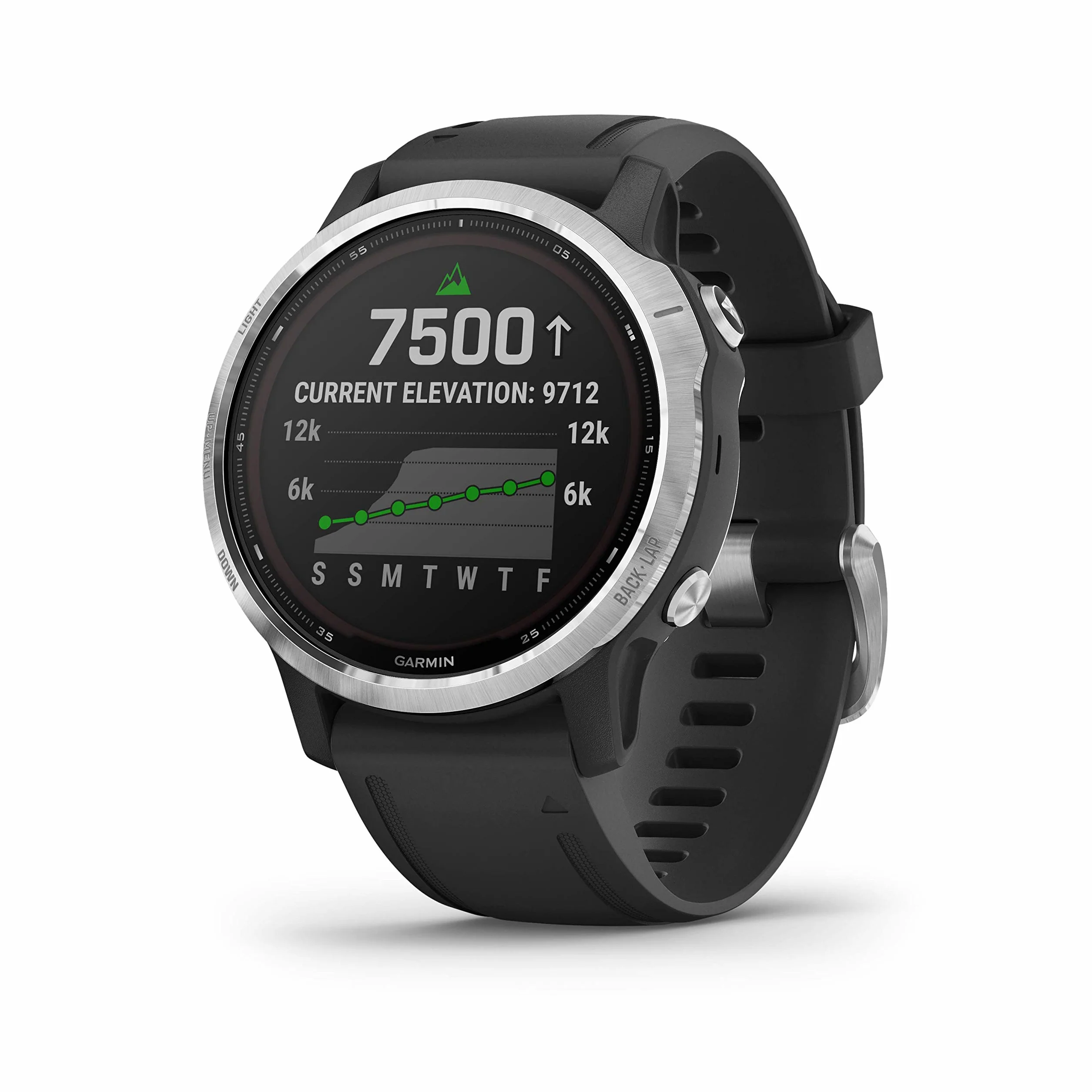Garmin Fēnix 6S Solar Montre GPS multisports à énergie solaire argent bracelet noir