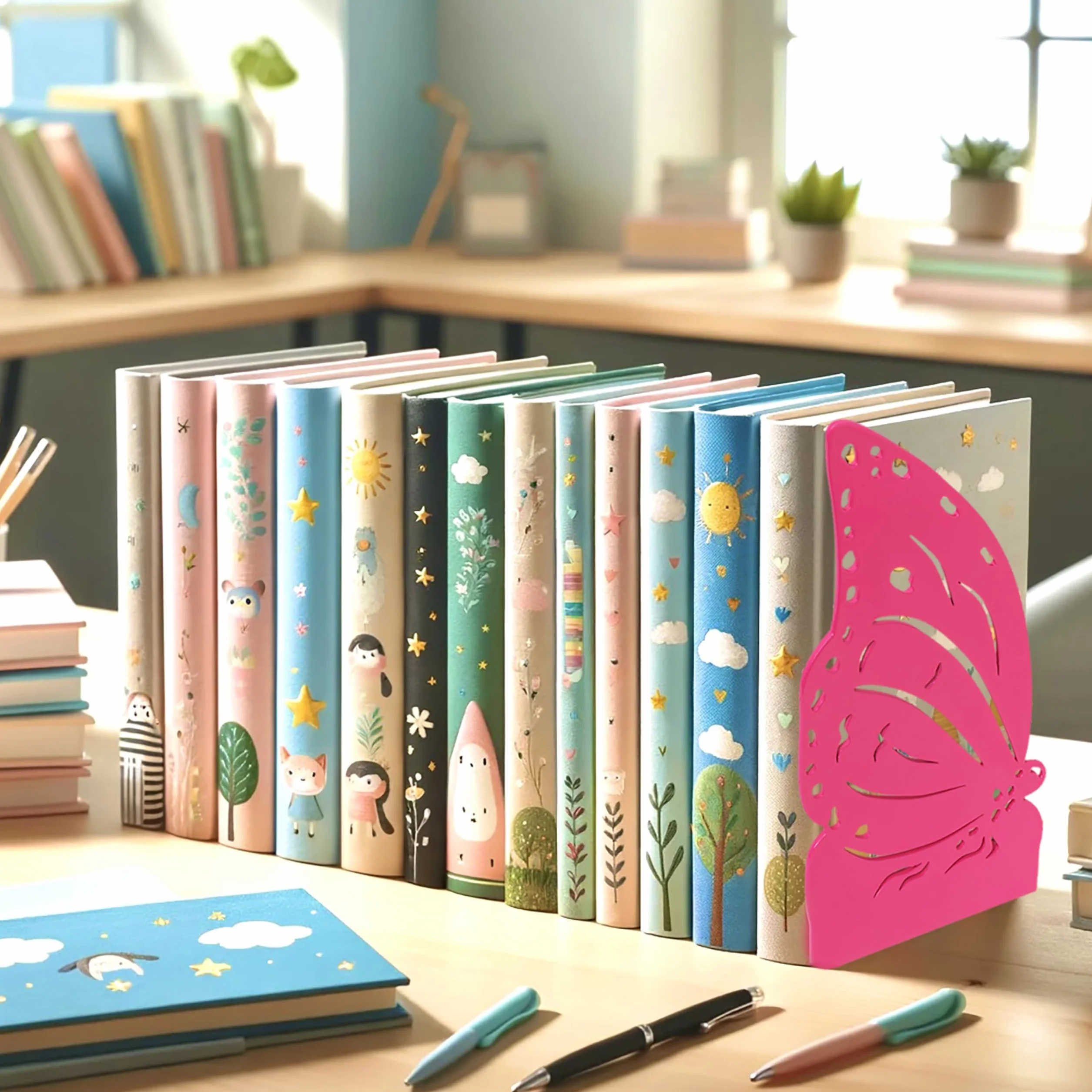 IPEA Serre Livres pour Enfants – Fabriqué en Italie – Design Papillon – Porte-Livres métal décoratif