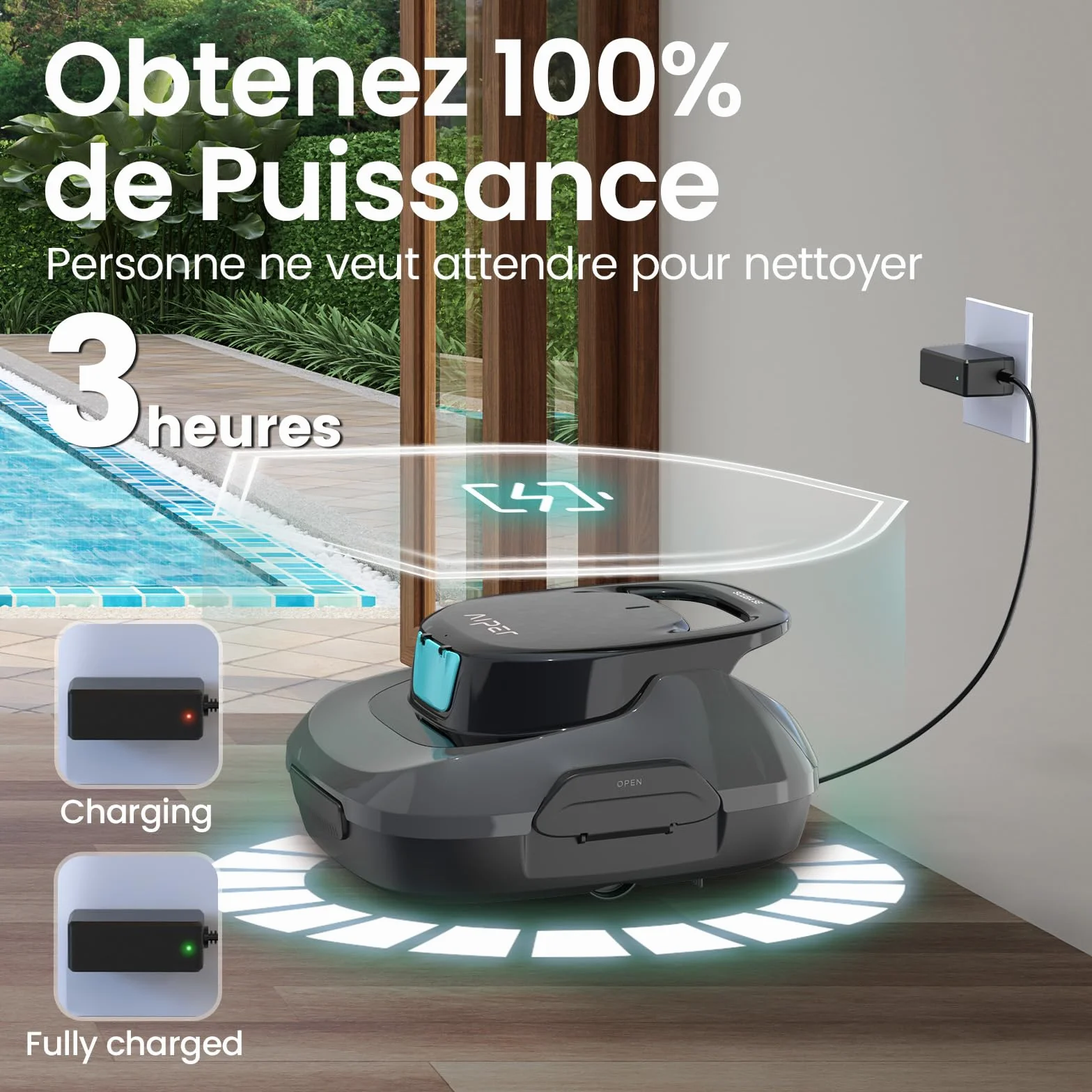 AIPER Scuba SE Robot Piscine Aspirateur sans Fil 90 Min Nettoyage Automatique Compact Léger Piscines Hors Sol 80㎡
