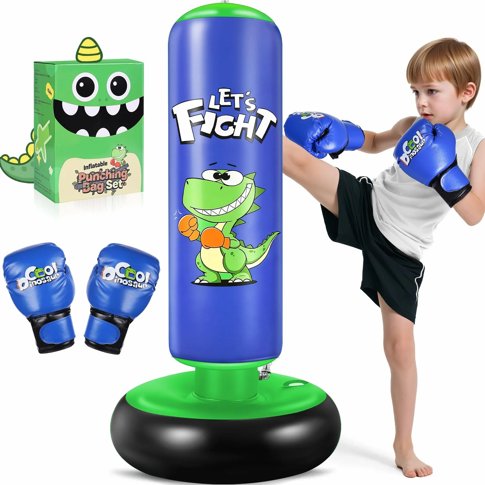 Sac de Boxe pour Enfants, Gonflable Sac de Boxe Enfant 120cm - Idéal pour Karaté, Taekwondo, Cadeau Parfait pour Garçons & Filles de 3 à 8 Ans